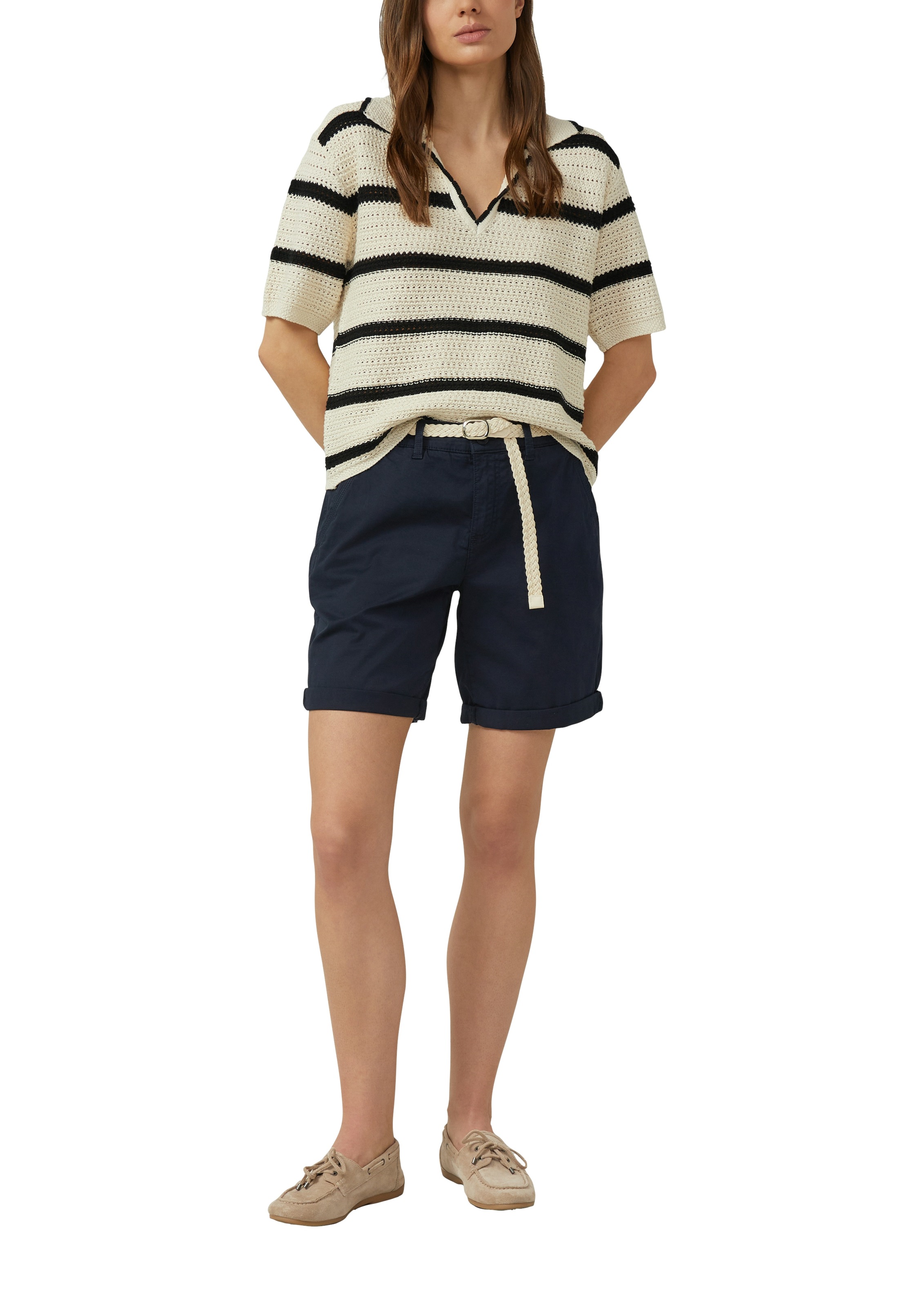 s.Oliver Bermudas  inkl. geflochtenem Gürtel, Baumwollstretch