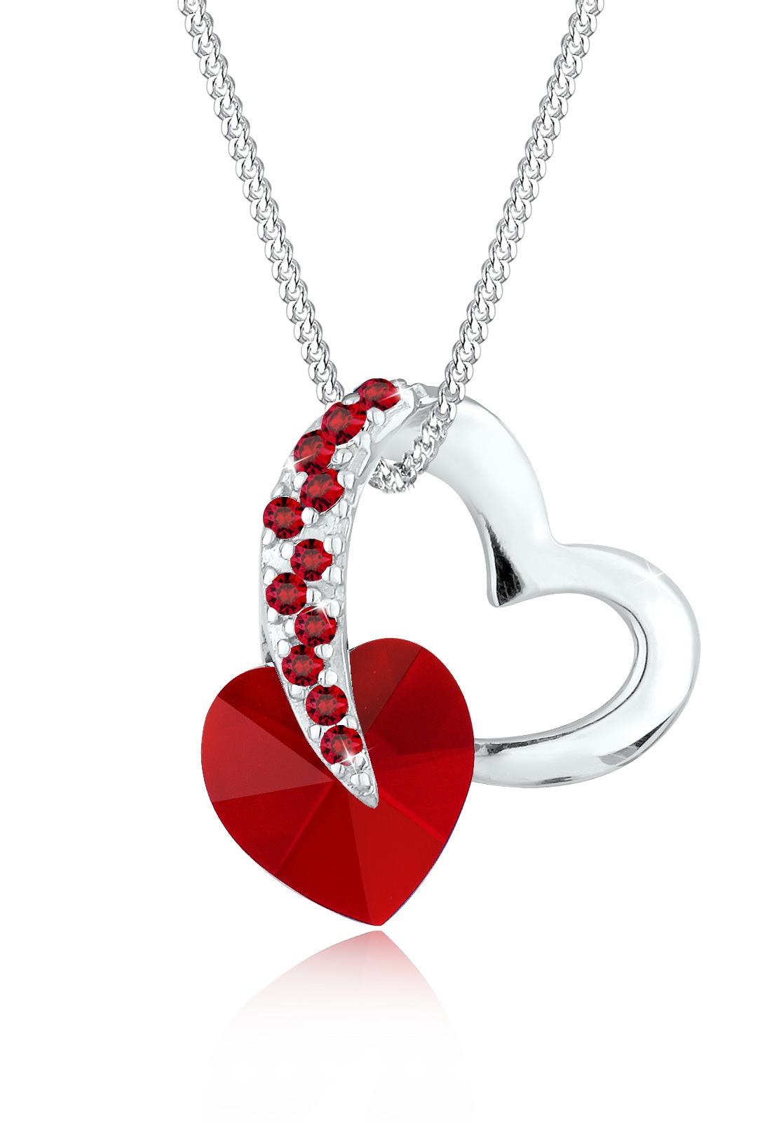 Elli Silberkette »Halskette Herz Anhänger 925 Silber, mit Kristallen von Swarovski®«