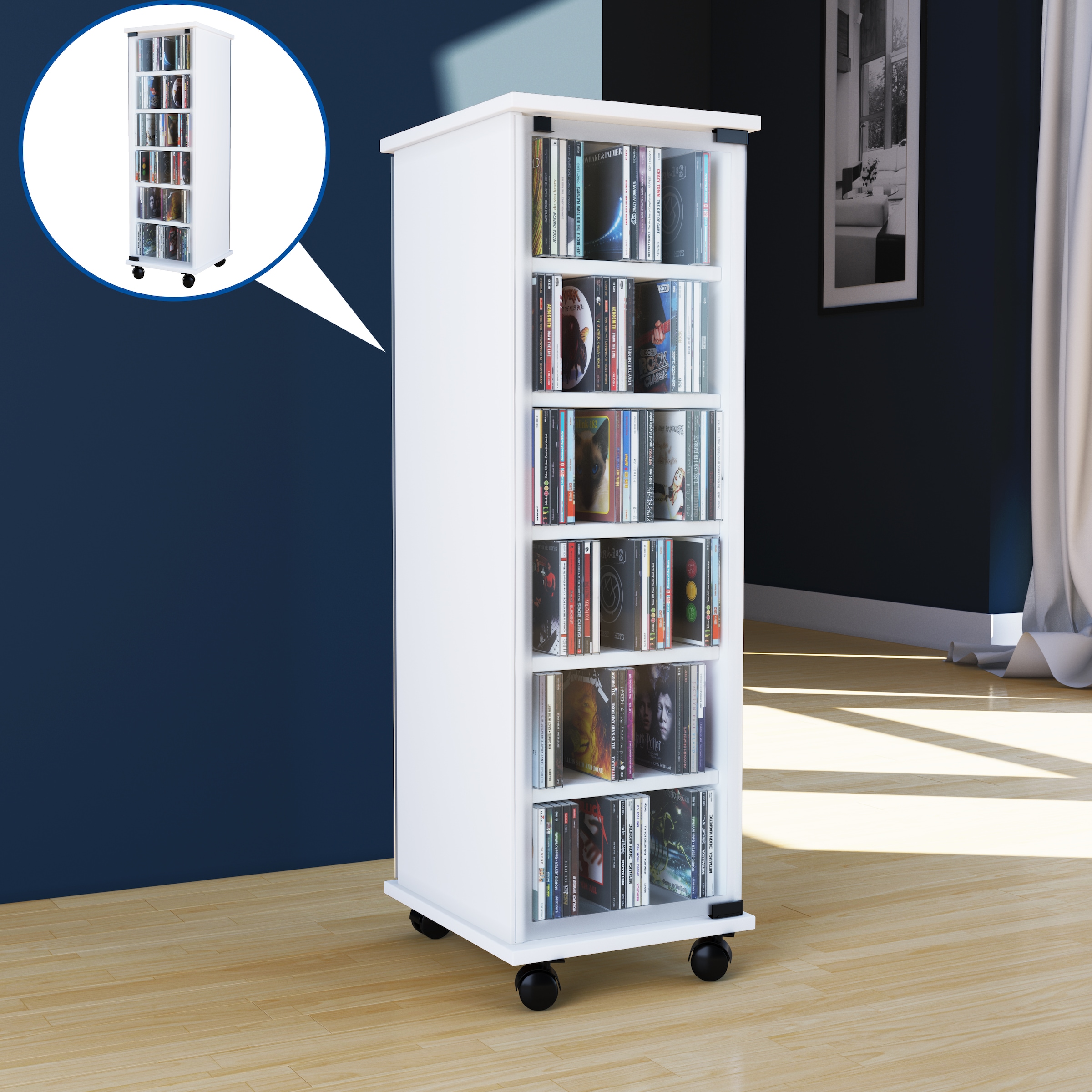 VCM Media-Regal »Holz CD DVD Stand Regal Schrank Valenza Glastür«