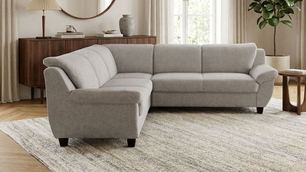 OTTO home Ecksofa »Sillkeborg 251 x 251 cm, formschönes Sofa mit dunklen Füßen« aus haustierfreundlichem Pet Friendly Bezug