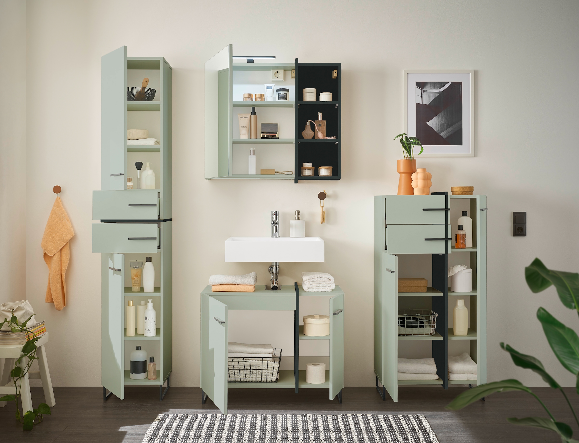 BASIC by Balculina Hochschrank »Palermo, BxHxT 35x194x33 cm« 1 Stk. tlg. Breite 35cm, Softclose, Metallfüße