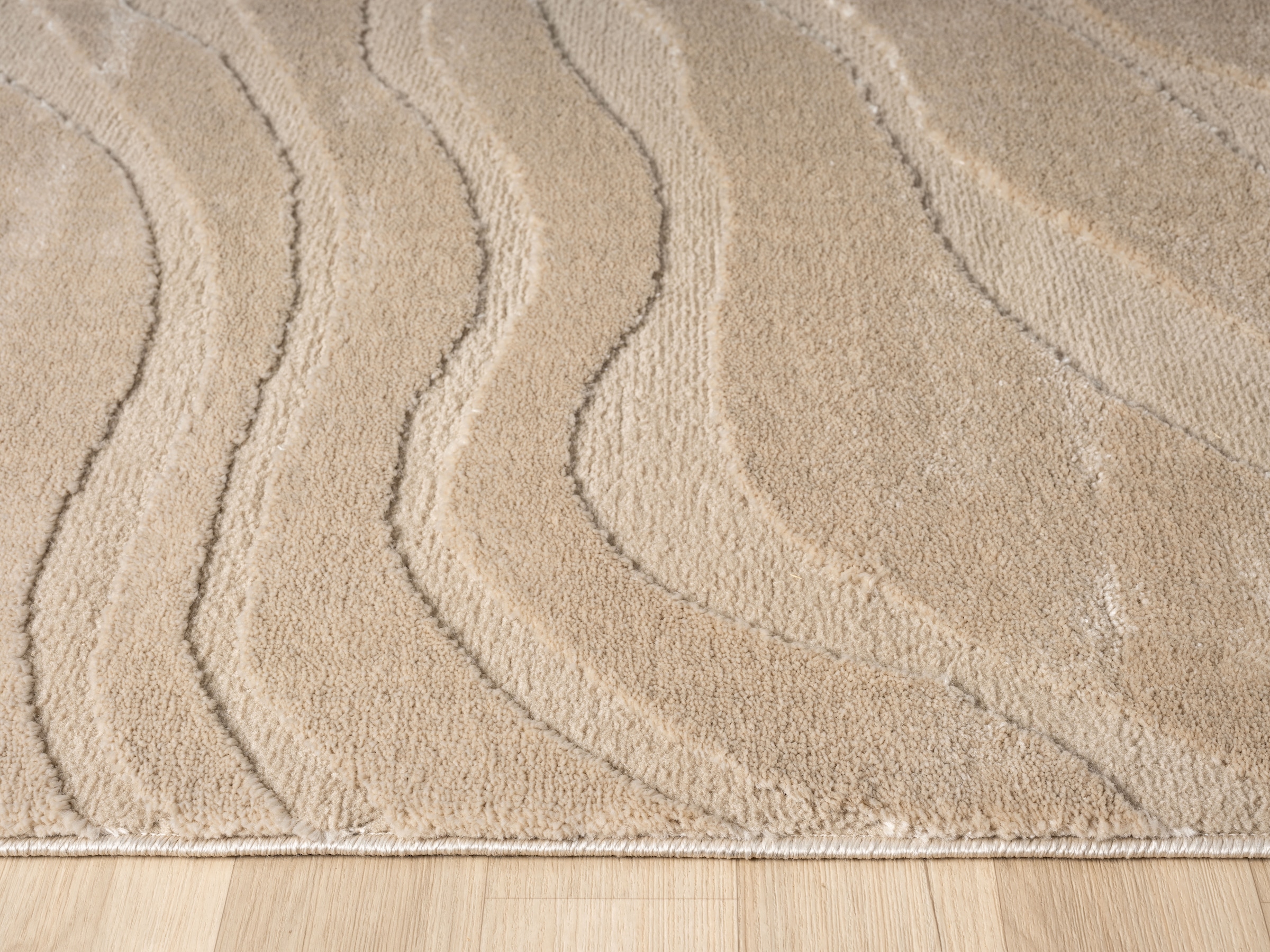 OTTO home Teppich »Benia, Hoch-Tief-Struktur« rechteckig 19 mm Höhe Wellen-Design, leichter Glanz, modern, Wohnzimmer, Schlafzimmer