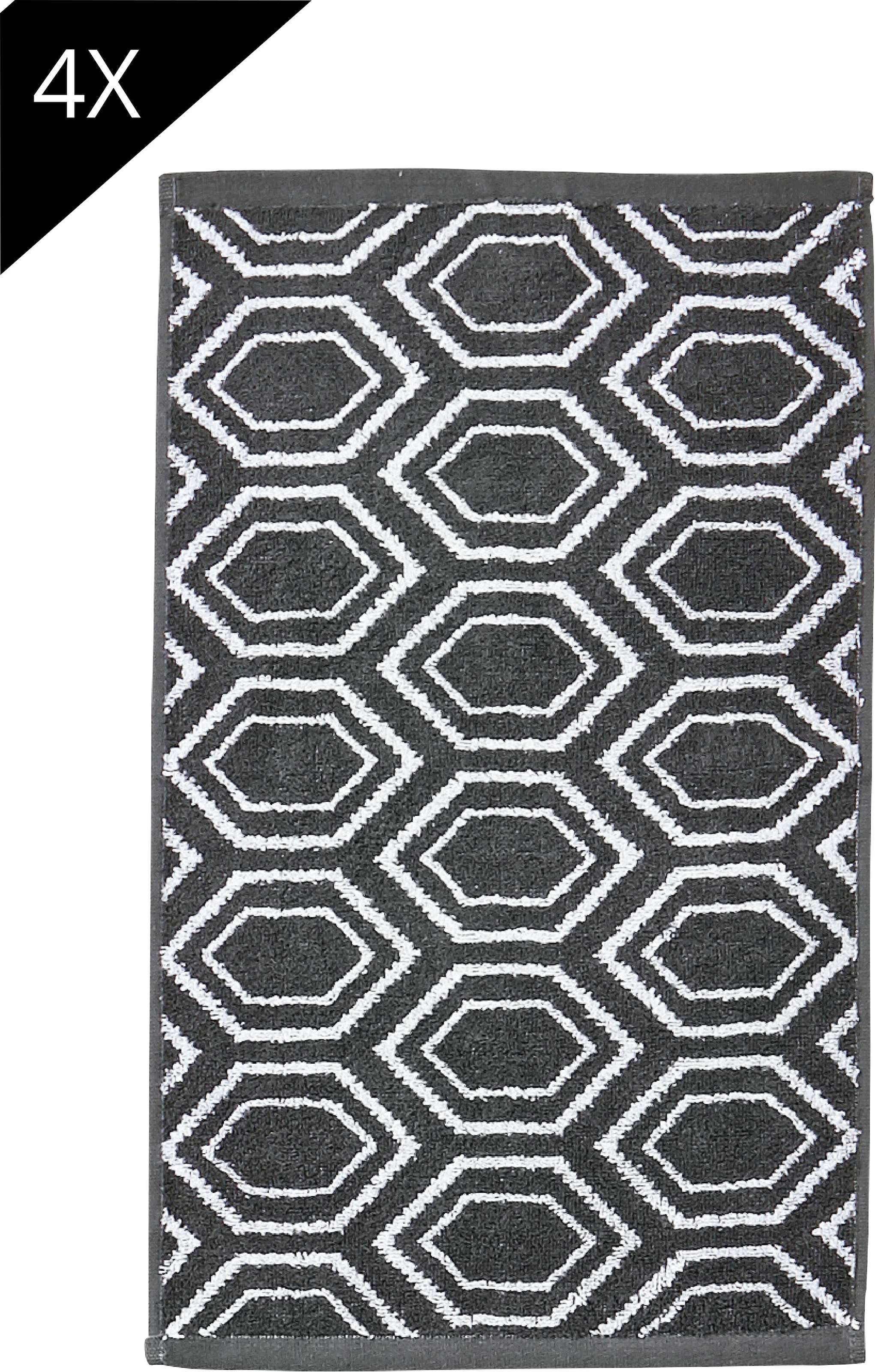 done.® Handtuch Set »Ethno 4x Gästetücher (30x50 cm)«, (Set, 4 St., 4 Gästetücher (30x50 cm), Gästehandtücher, Jacquardgewebe, modernes Muster