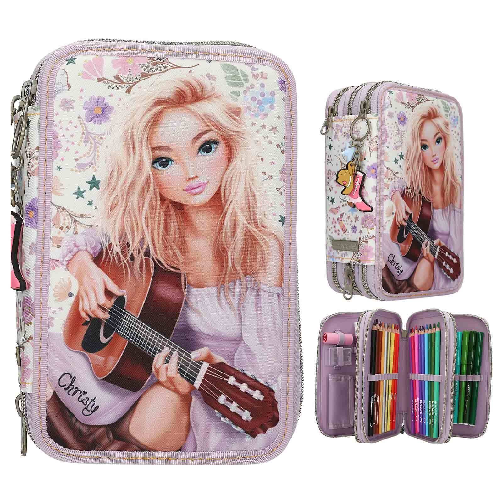 Depesche Buntstift »3-Fach Federtasche COWGIRL TOPModel 7,5 x 13 x 20 cm creme«