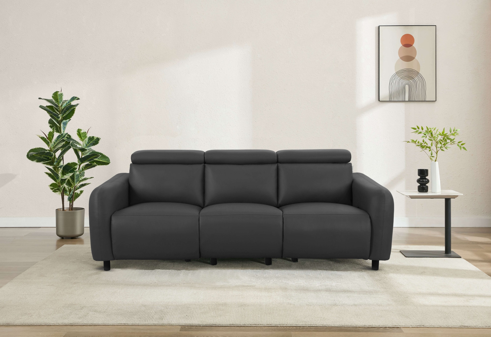Home affaire 3-Sitzer »SKAANE Kunstleder, 229 cm, manuelle-u. elektrische Relaxfunktion«, Relax-Funktion in 2 Sitzen, Kopfteilverstellung, Federkernpolsterung