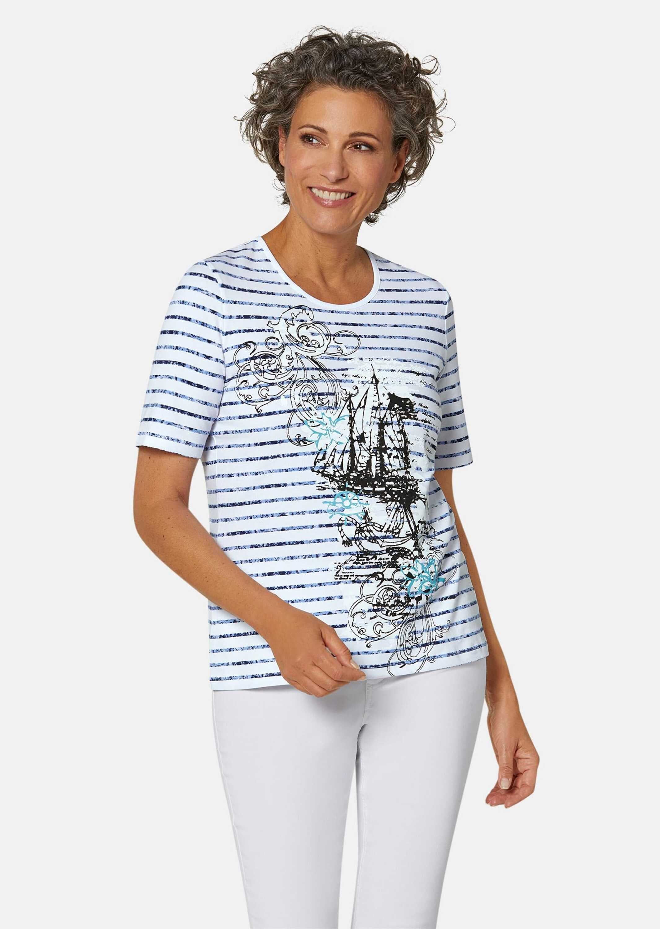 GOLDNER Print-Shirt »Kurzgröße Ringelshirt mit aufregendem Motiv«