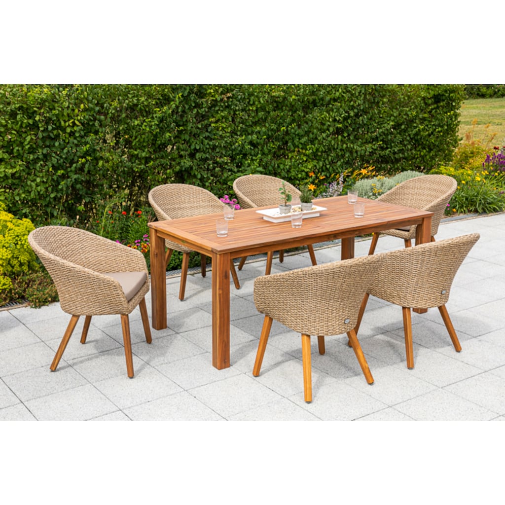 MERXX Garten-Essgruppe »Arrone«, (7 tlg.), 6 Sessel mit Tisch