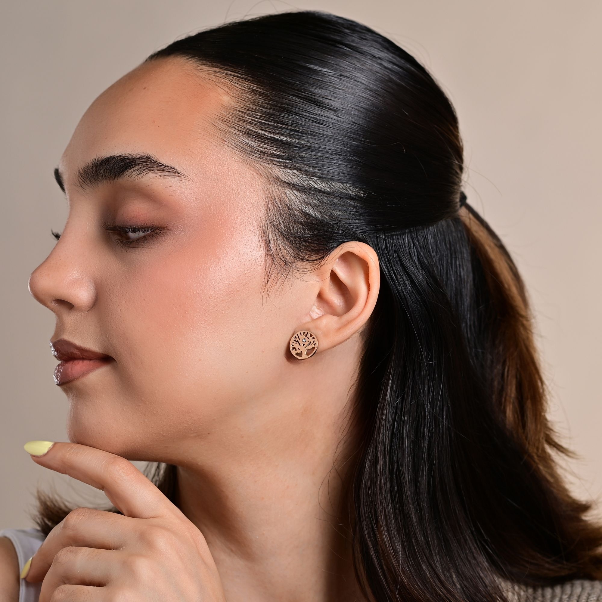 Adelia´s Paar Ohrstecker »Damen Ohrringe ¿ Ohrstecker Lebensbaum aus Edelstahl mit Strass Steinchen«