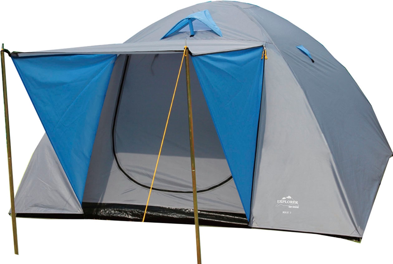 Explorer Kuppelzelt »Iglu Zelt 3-4 Personen Campingzelt wasserdicht winddicht Ventilation« 4 Personen in grau, Größe B/H/L: 240 cm x 130 cm x 210 cm