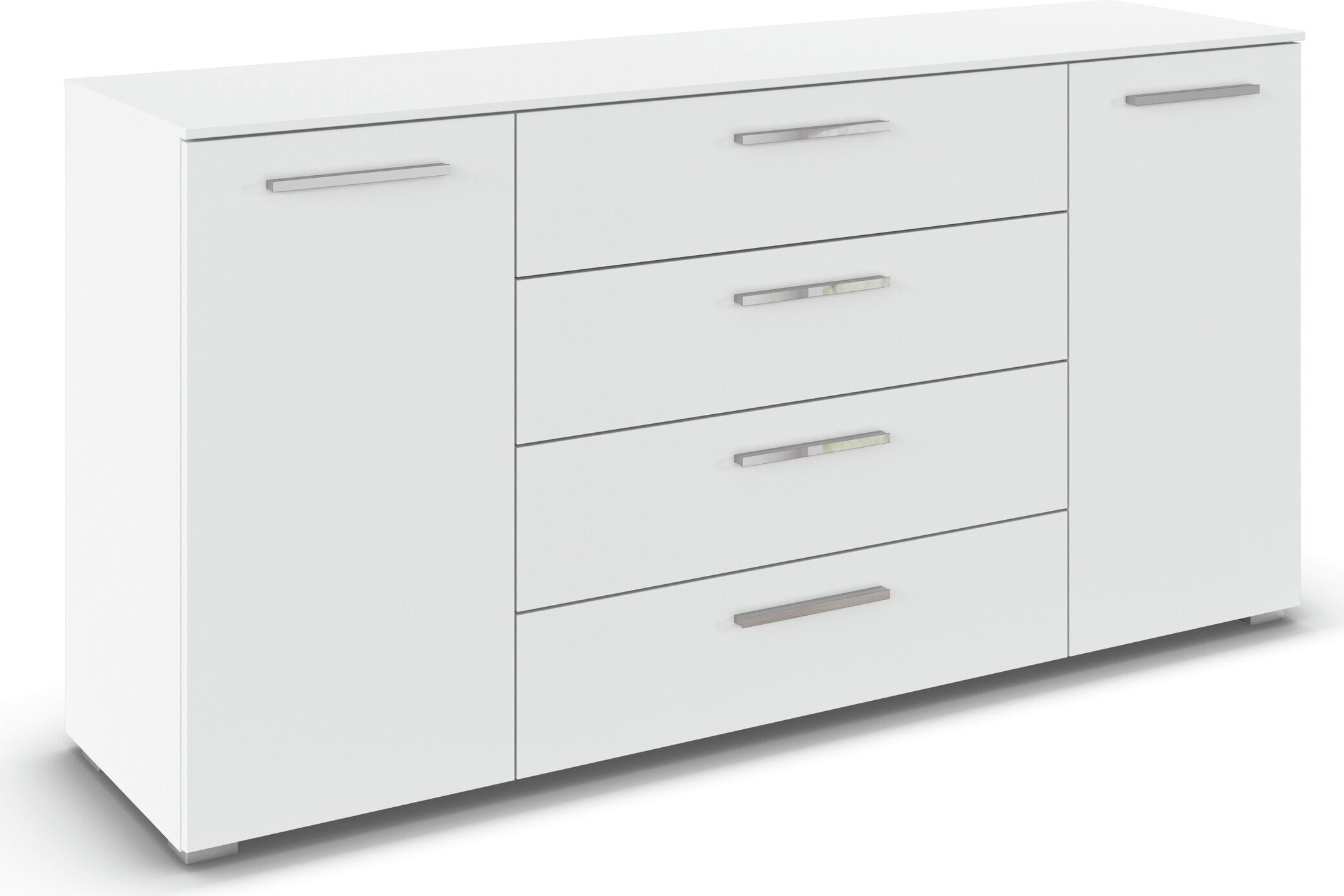 rauch Kombikommode »Sideboard Schubkommode Kommode MONTCLAR Front Dekor/Hochglanz/Glas« Breite 160 / Höhe 81 cm, 2 Einlegeböden, inkl. Soft-Close-Funktion,  2-türig, 4 geräumige Schubladen, viele Griffvarianten MADE IN GERMANY