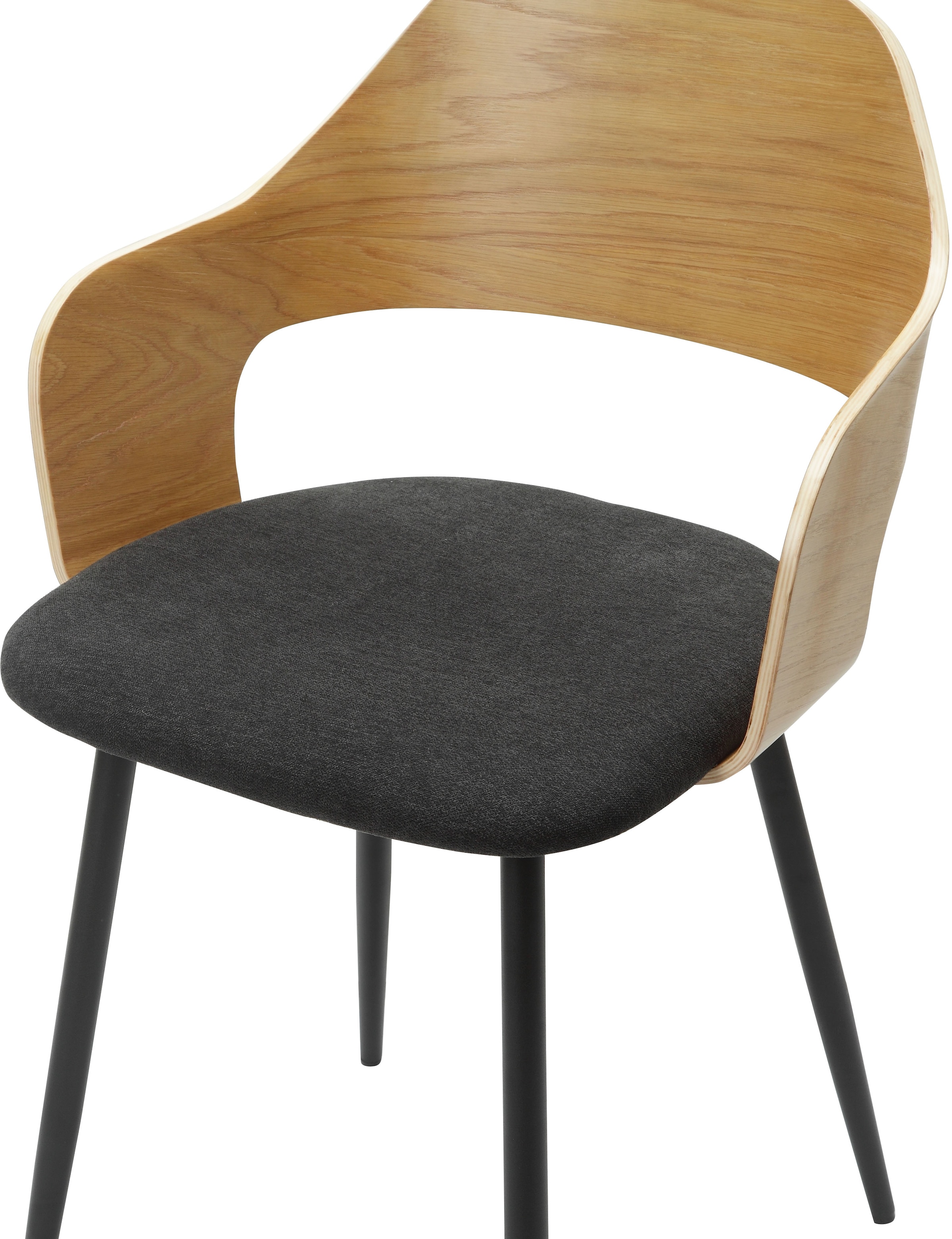 Home affaire Esszimmerstuhl »Belleville« (Set) 2 Stk.Rückenlehne in Eichenfurnier, Beine aus Metall