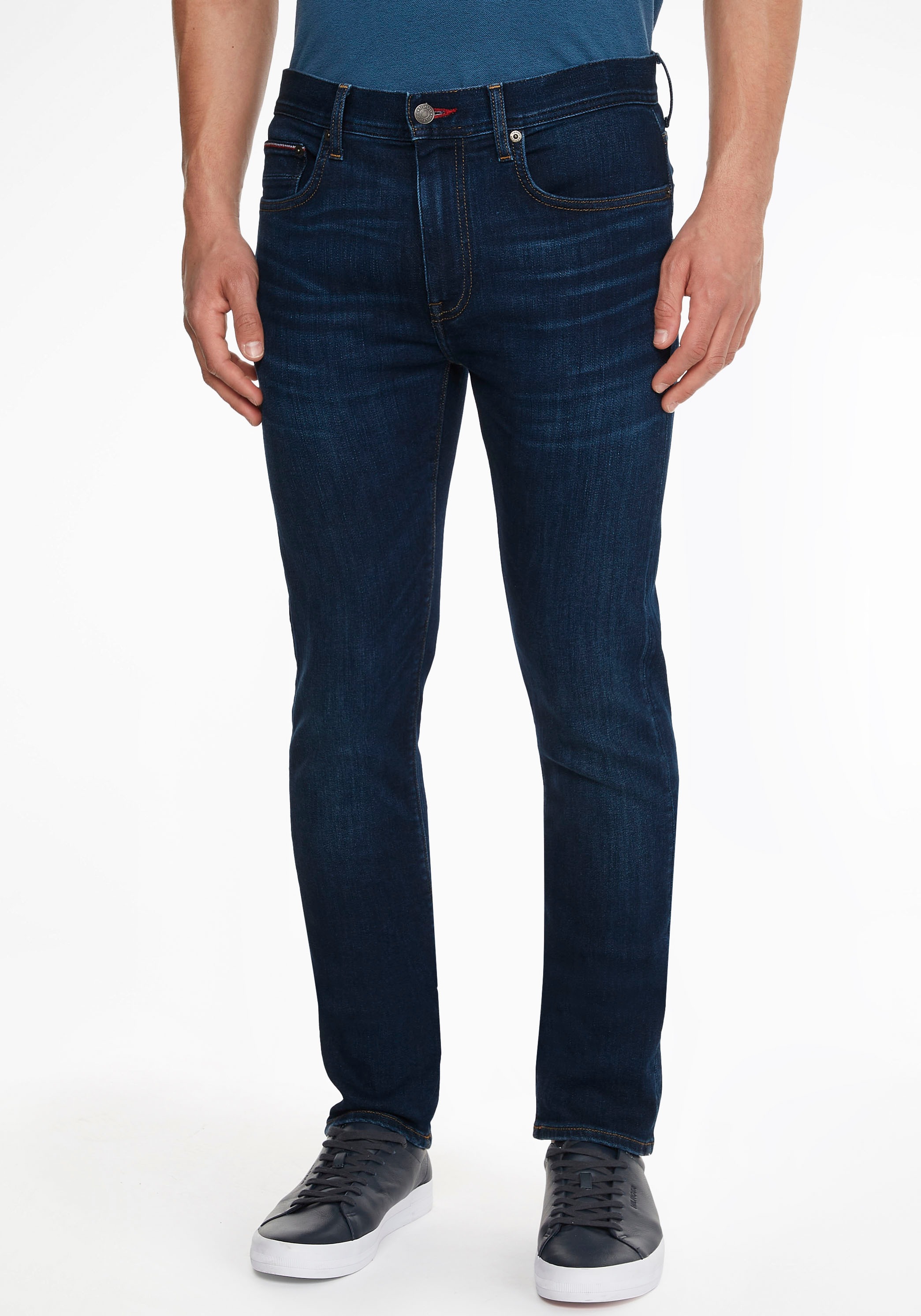 Tommy Hilfiger 5-Pocket-Jeans »SLIM BLEECKER PSTR«, mit Tommy Hilfiger  Leder-Batch am hinteren Bundabschluss im OTTO Online Shop