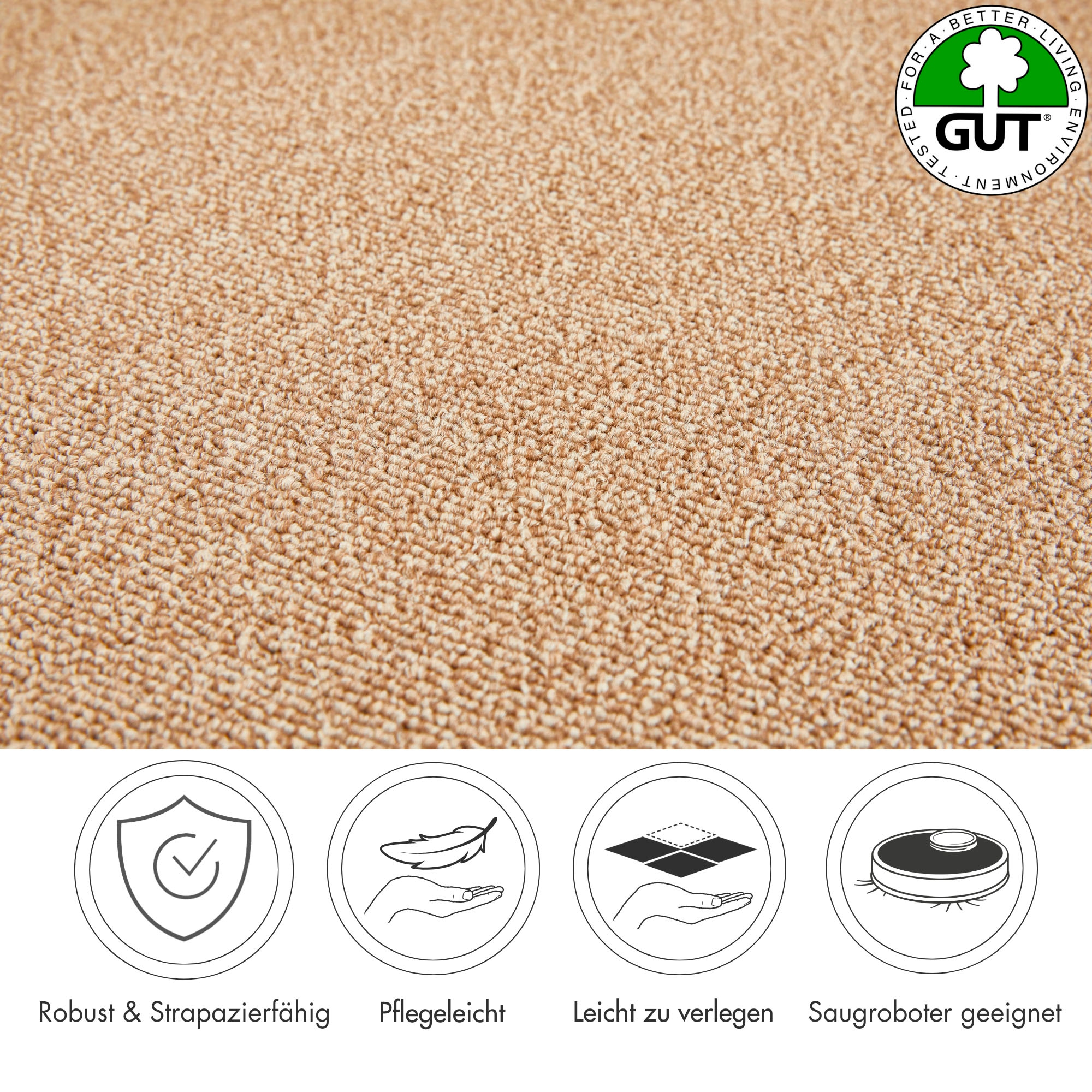 Andiamo Teppichboden »Matz, Schlinge, Made in Belgium«, rechteckig, 6 mm Höhe, meliert, Breite 400 cm oder 500 cm, strapazierfähig & pflegeleicht
