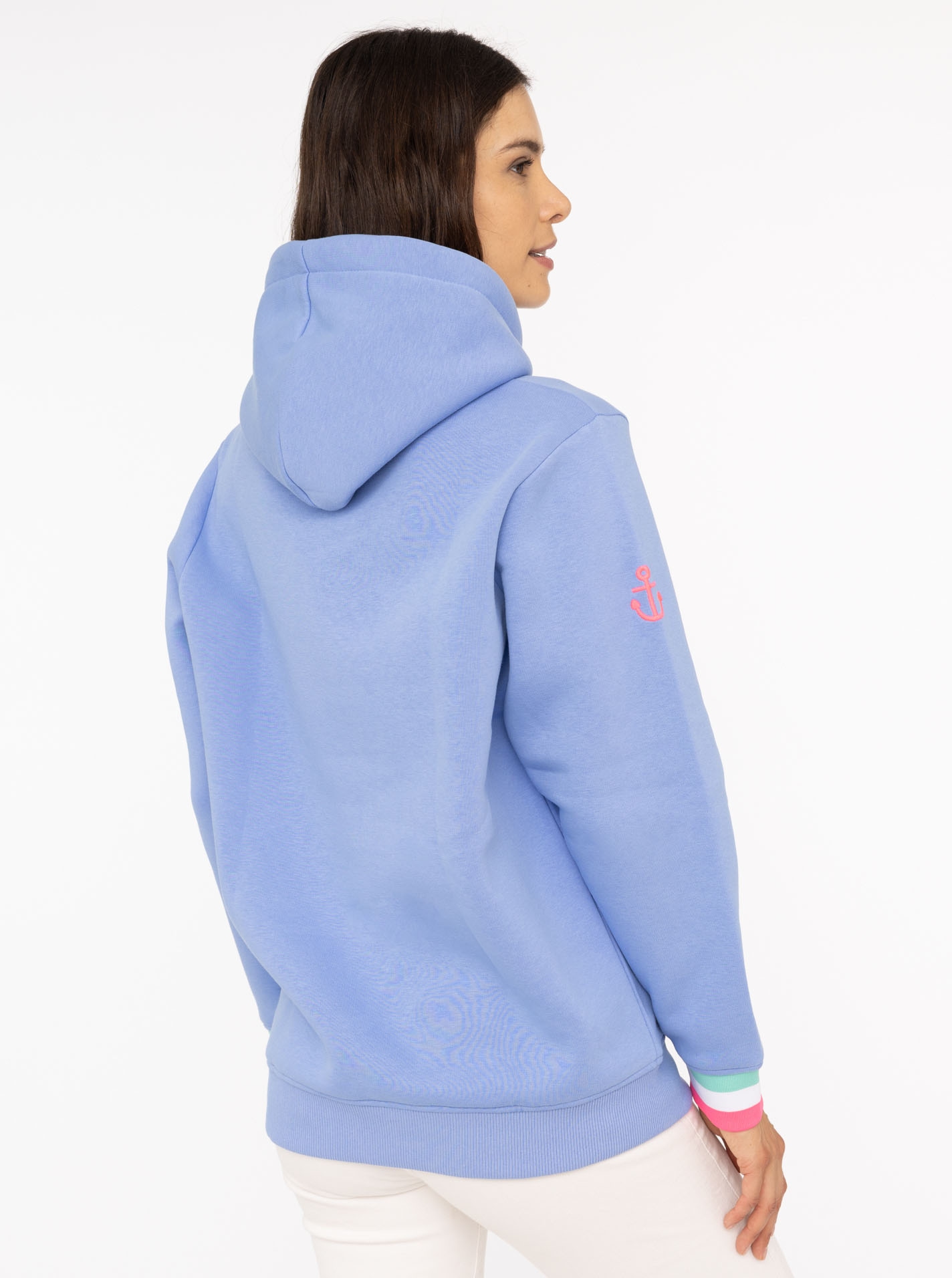 Zwillingsherz Hoodie »"Bailey"«, mit Aufschrift Moin und Anker in Neonfarben