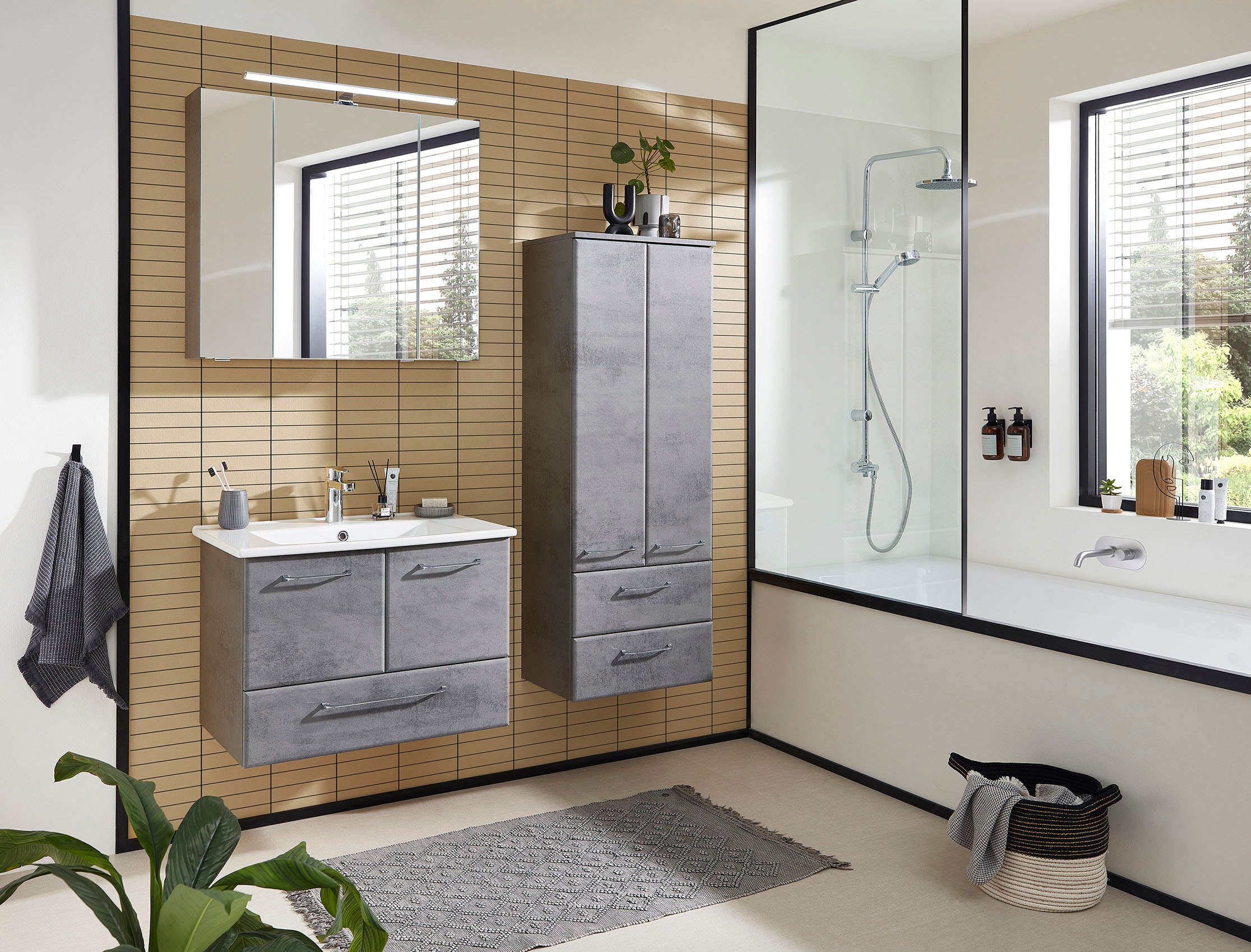 Saphir Badmöbel-Set »Quickset 945 Keramik-Waschtisch mit Unterschrank, 75 cm breit« 1 Stk. tlg.