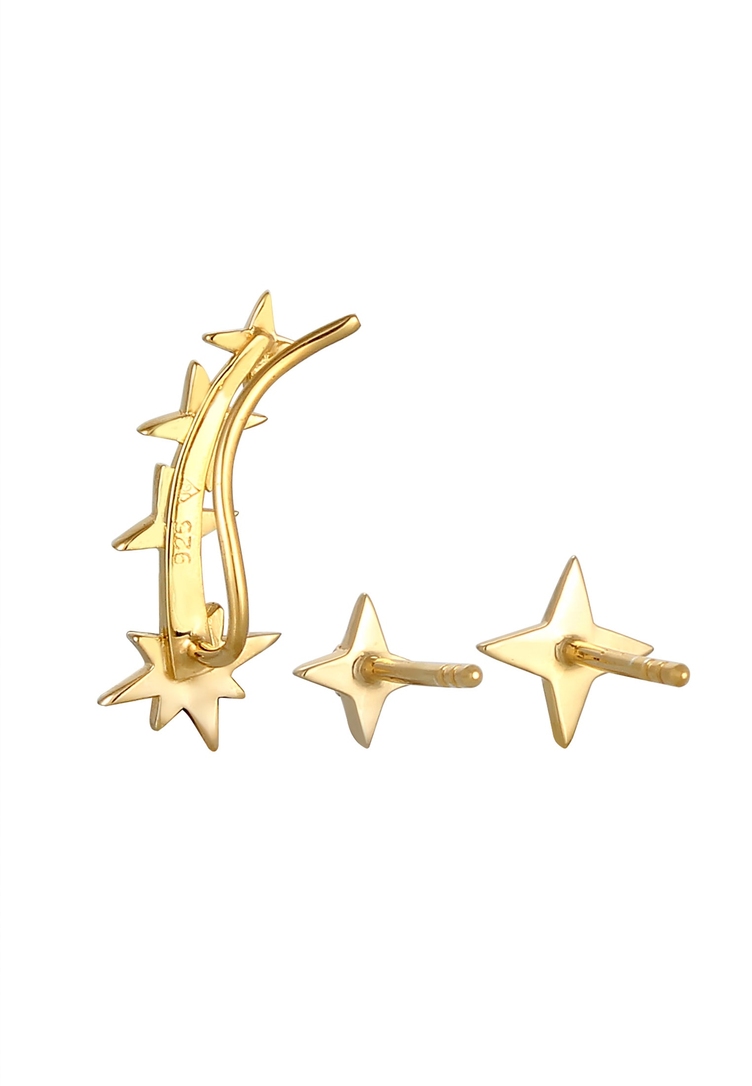 Elli Ohrstecker-Set »Ohrringe Ear Climber Stecker Stern Set (3 tlg) 925 Silber, mit Kristallen von Swarovski®«