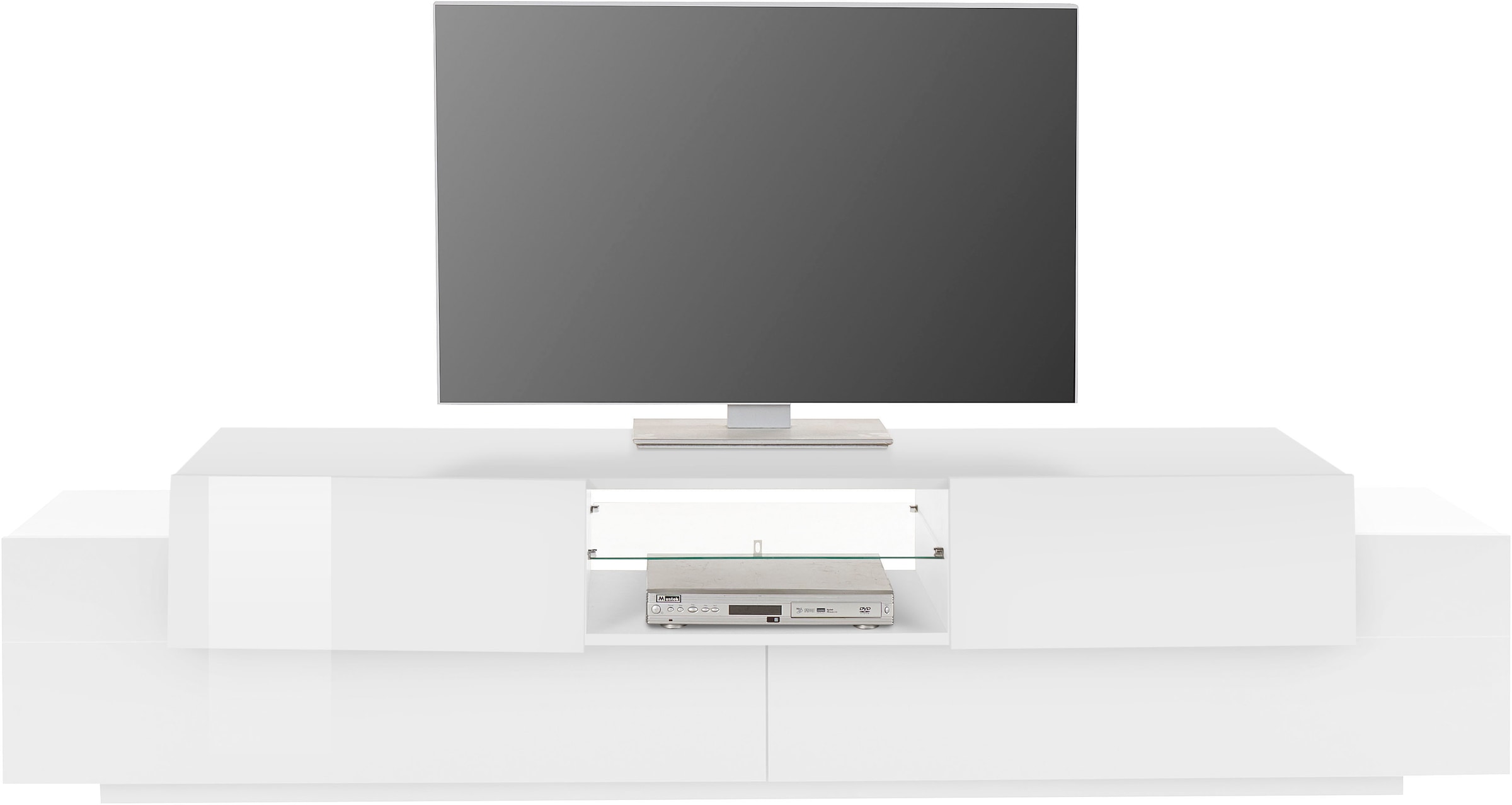 INOSIGN Lowboard »Coro,Lowboard,TV-Kommode,TV-Möbel,TV-Bank«, mit 2 Klappen, 2 Türen, 1 Glasboden, Breite 220