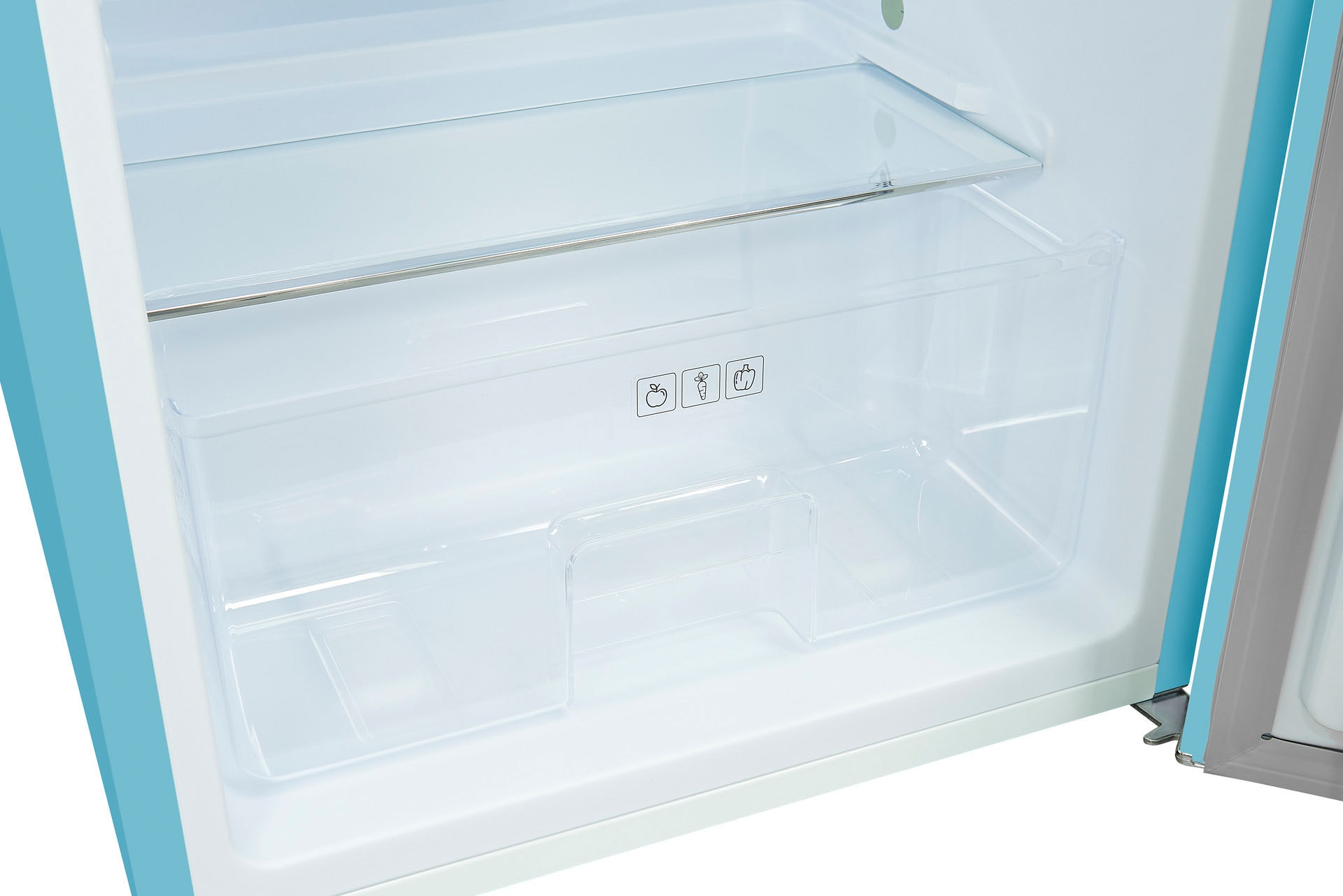 exquisit Kühlschrank »RKS120-V-H-160F taubenblau«, 122 L Volumen