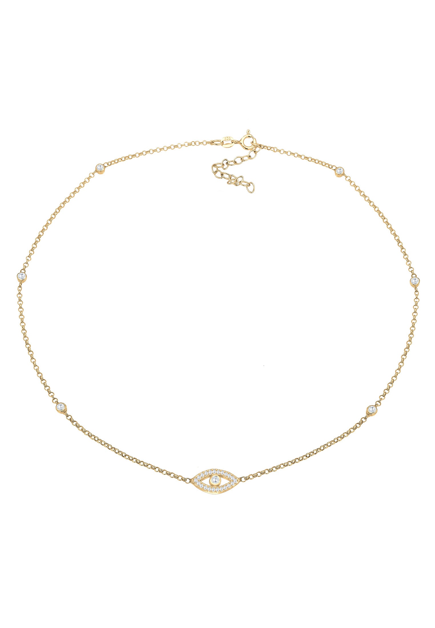 Elli Choker »Halskette Evil Eye Zirkonia Weiß 925 Sterling Silber vergoldet«