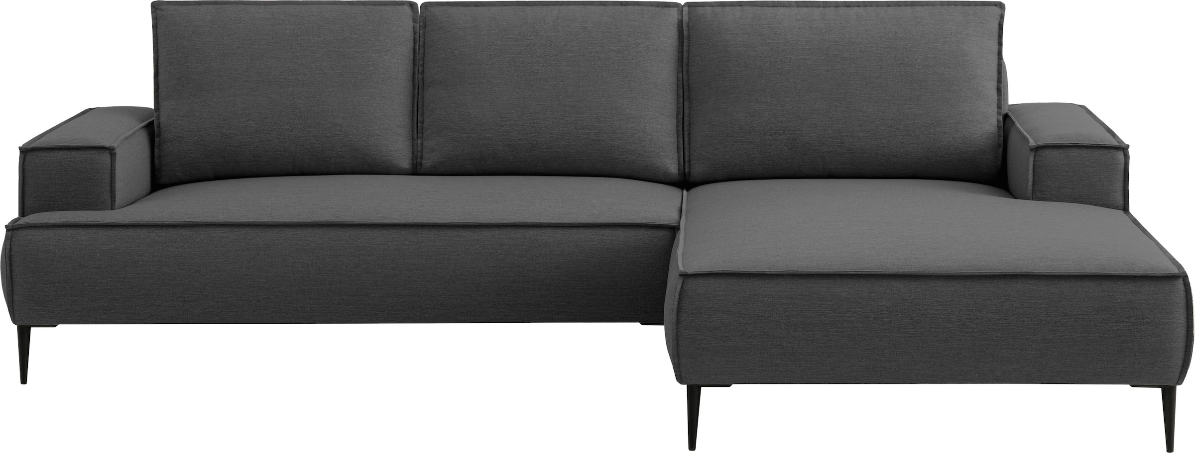 andas Ecksofa »TVINNU, L-Form, 275cm, in Cord und Flachgewebe«, wahlweise Recamiere rechts/links, schwarze Füße, bequemer Sitzkomfort