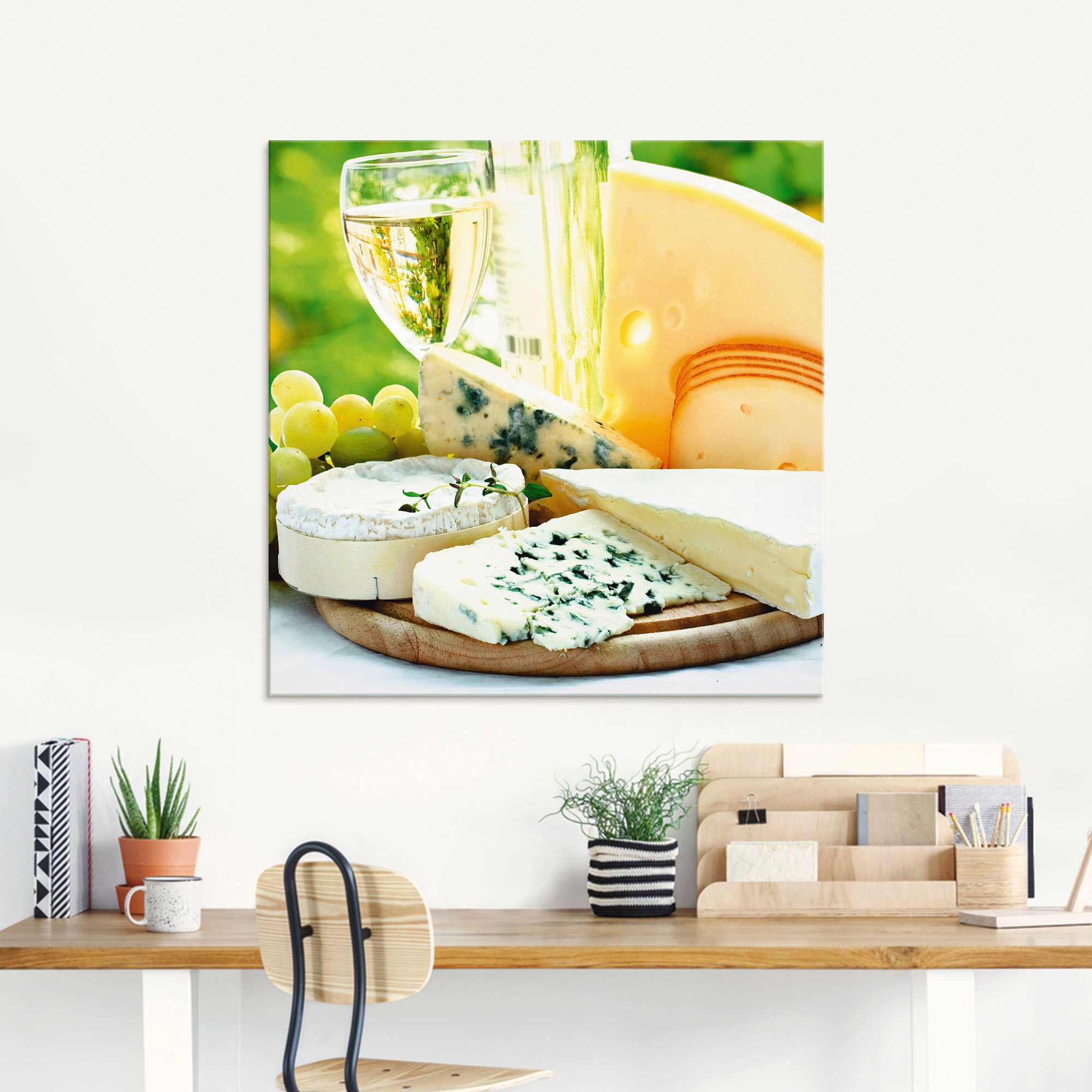 Artland Glasbild »Käse & Wein« Lebensmittel 1 Stk. tlg. in verschiedenen Größen