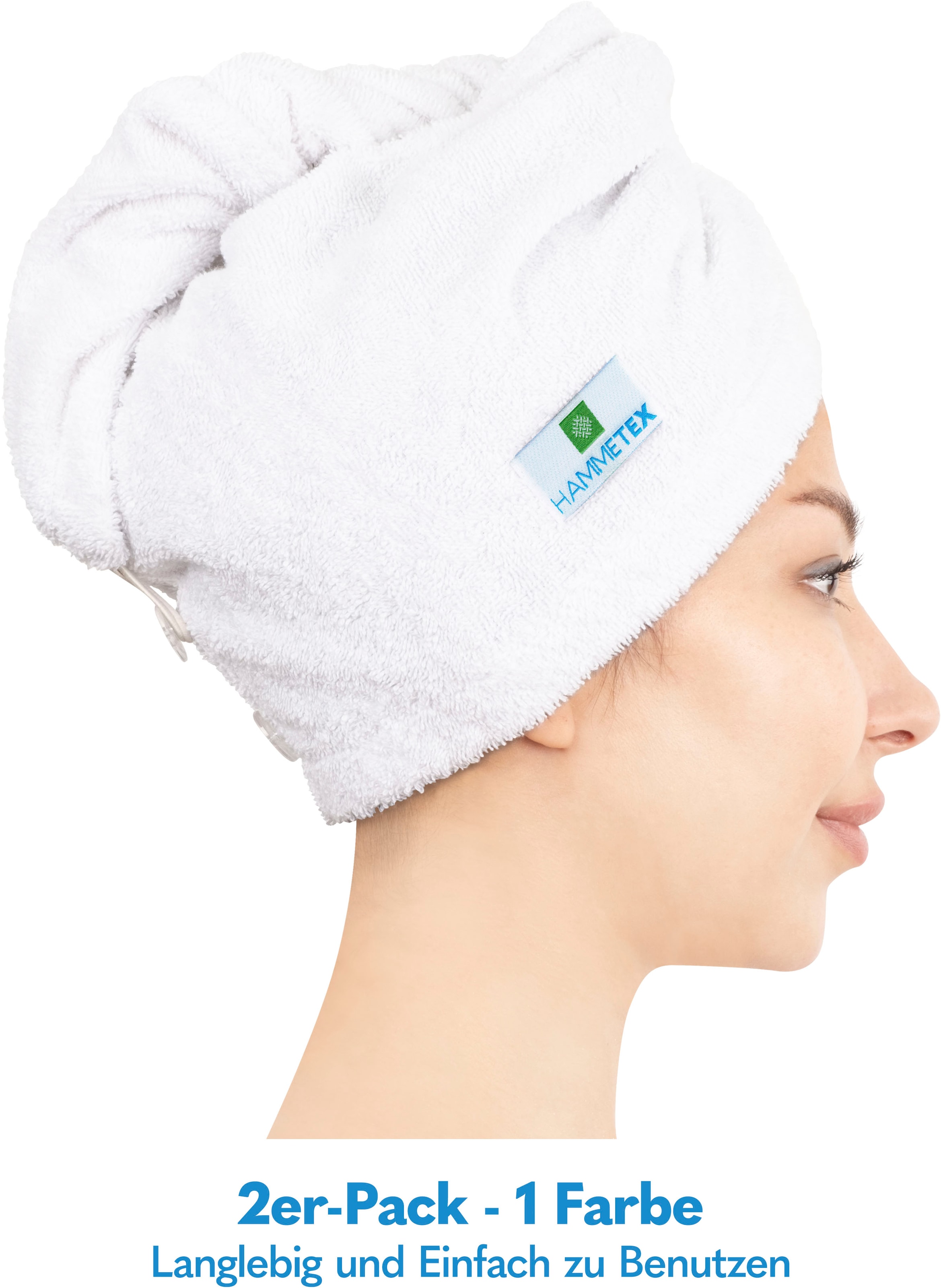 HAMMETEX Turban-Handtuch »2er Set Haarturban Damen, 100% Baumwolle, Flauschig & Schnelltrocknend« Uni-Farben, weich