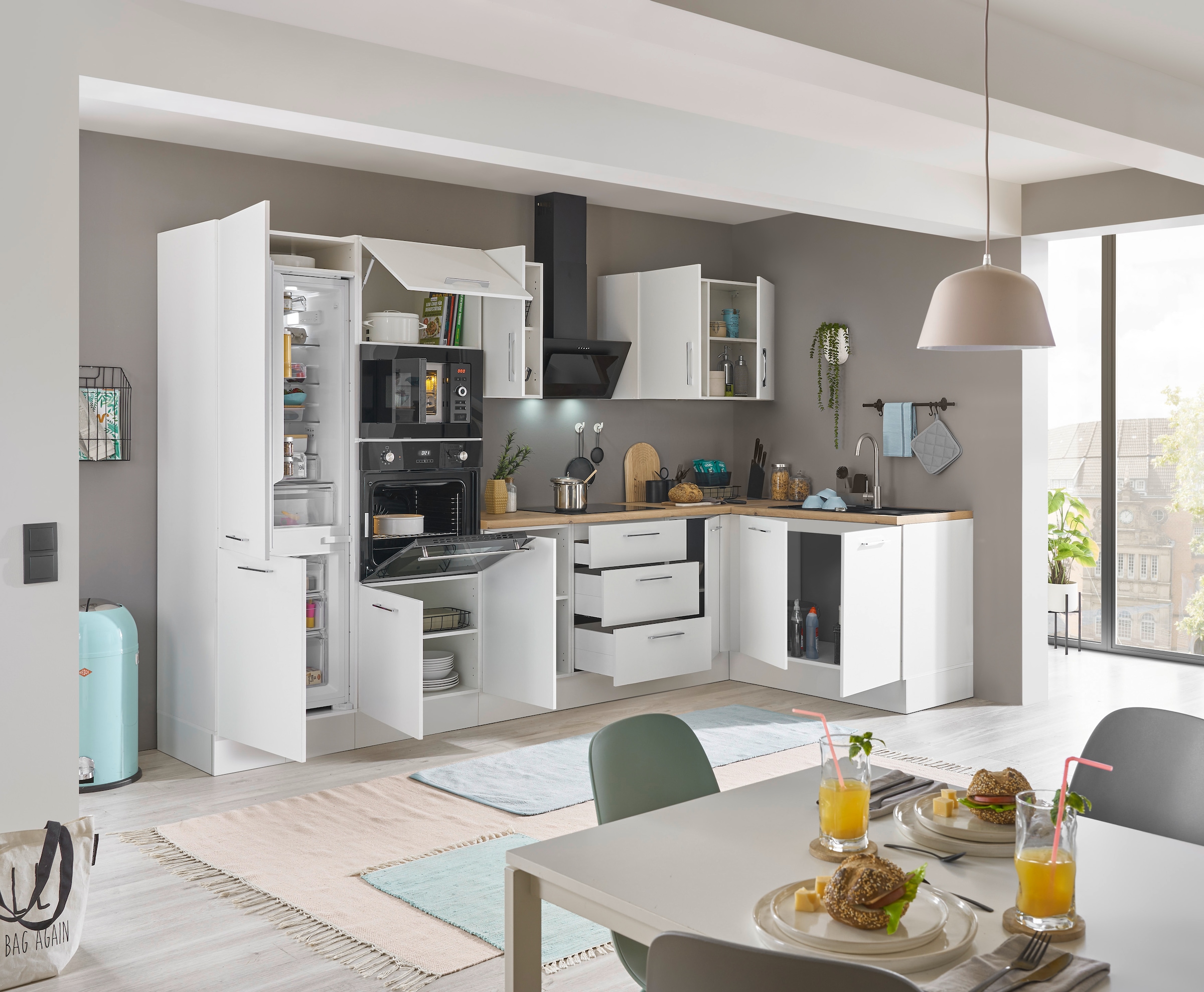 BASIC by Balculina Winkelküche »Turin«, Stellbreite 330x175 cm, wahlweise mit E-Geräten