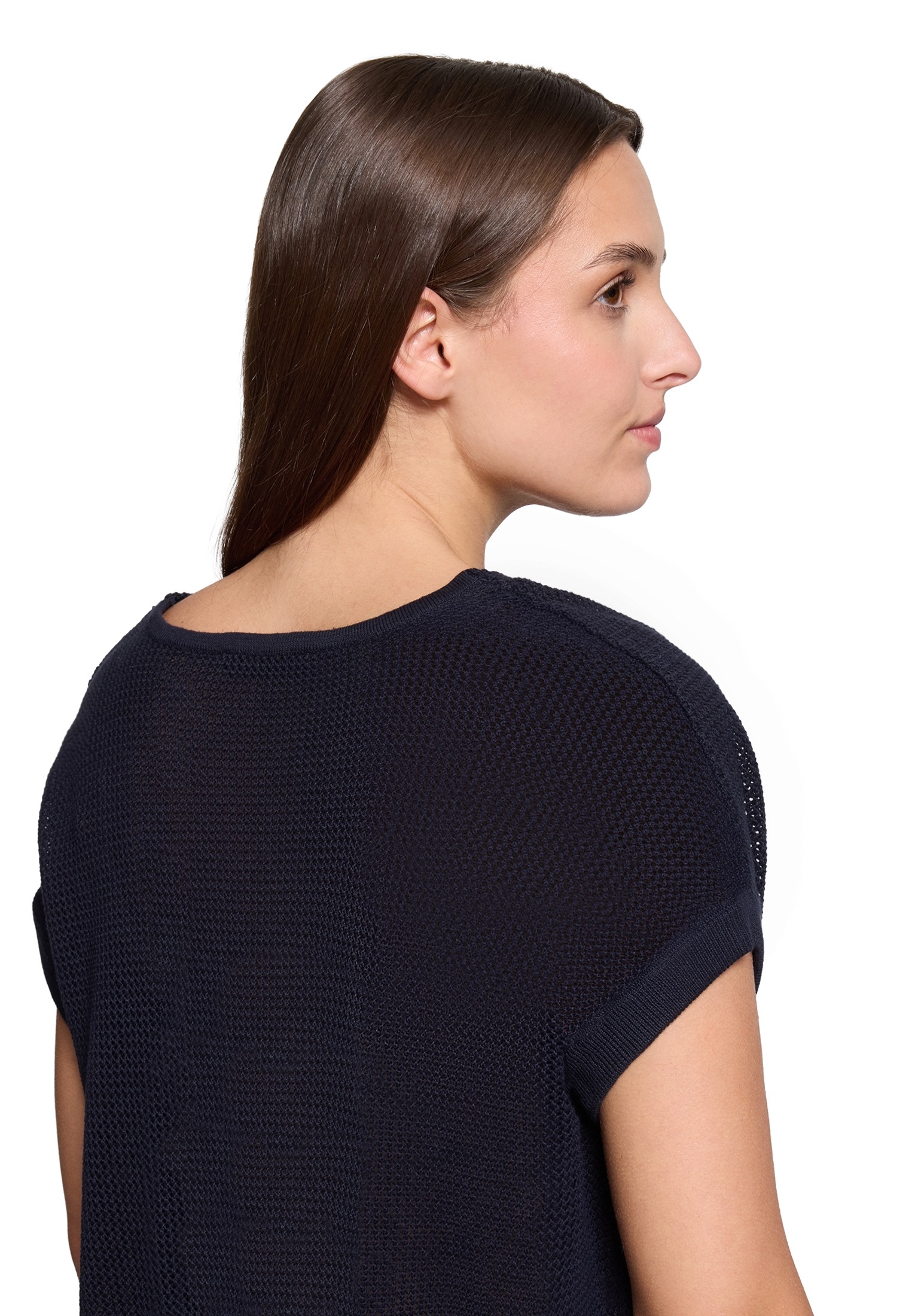 Betty Barclay Rundhalspullover »Lochstrick-Pullover mit Wasserfallausschnitt«