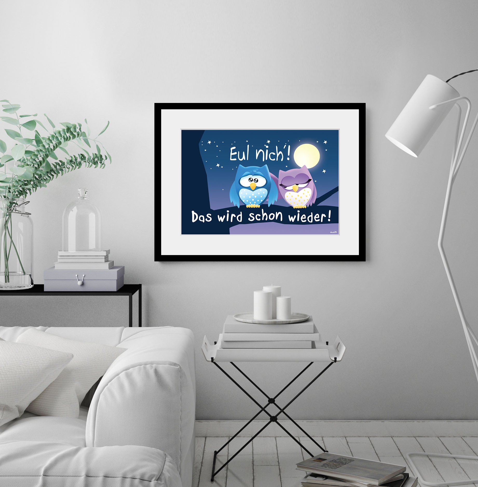 queence Bild »Eul nich!« Eulen | Motivationsbilder | Sprüche & Texte | Sterne 1 Stk. tlg. HD Premium Poster-Druck inkl. Holzrahmen