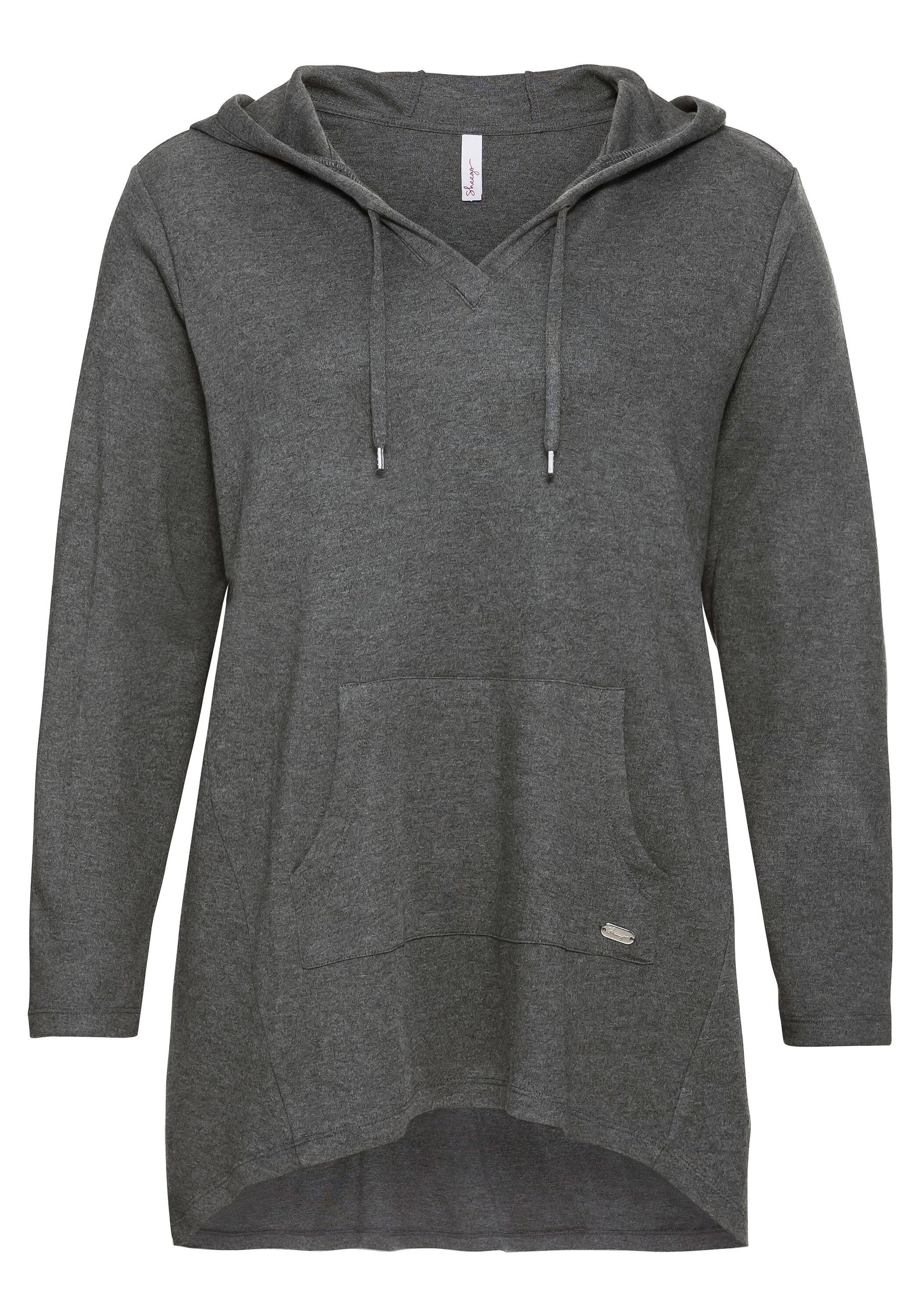 Sheego Longshirt »Longsweatshirt mit Kängurutasche, im Vokuhila-Schnitt«, mit Kängurutasche, im Vokuhila-Schnitt
