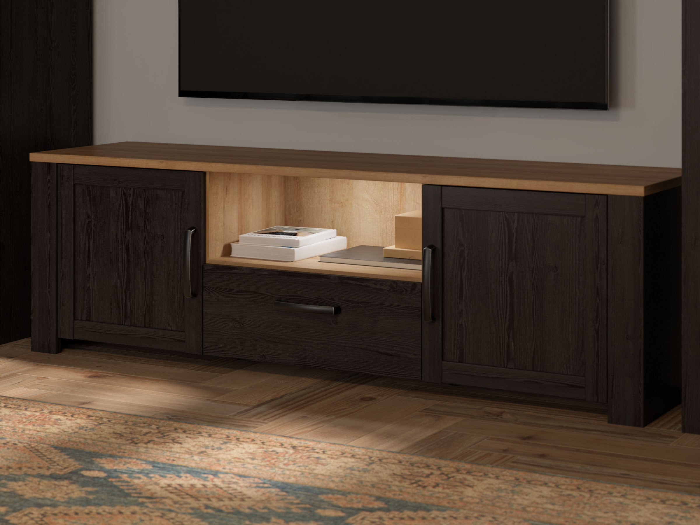 FORTE TV-Board »Bohol TV-Schrank, Stauraum, 2 farbiges Dekor, landhaus« B/H/T 166,1/51,8/42cm, 2 Türen, 1 SK