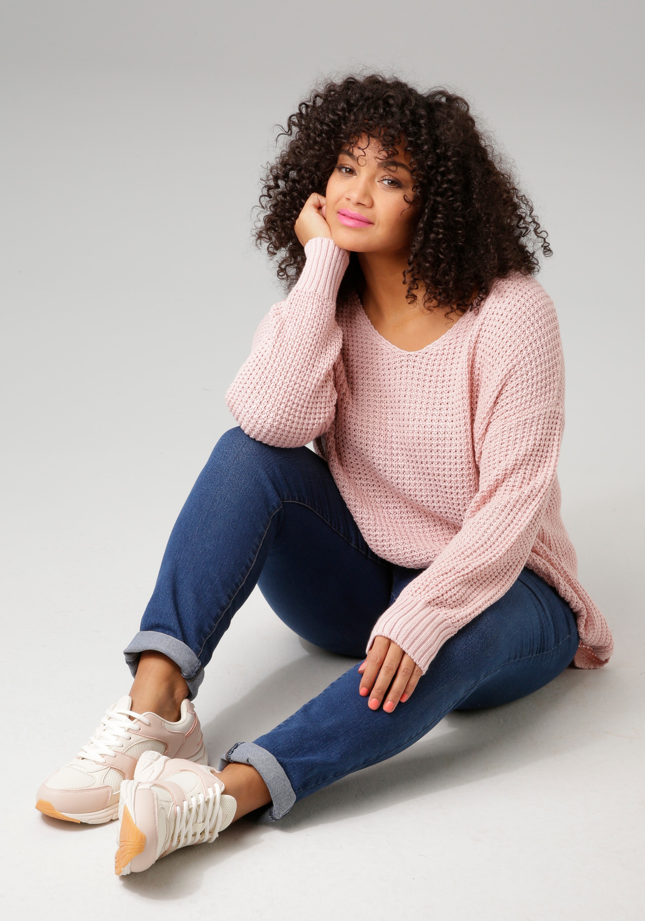 Aniston PLUS Strickpullover, im dezenten Ajour-Strickmuster