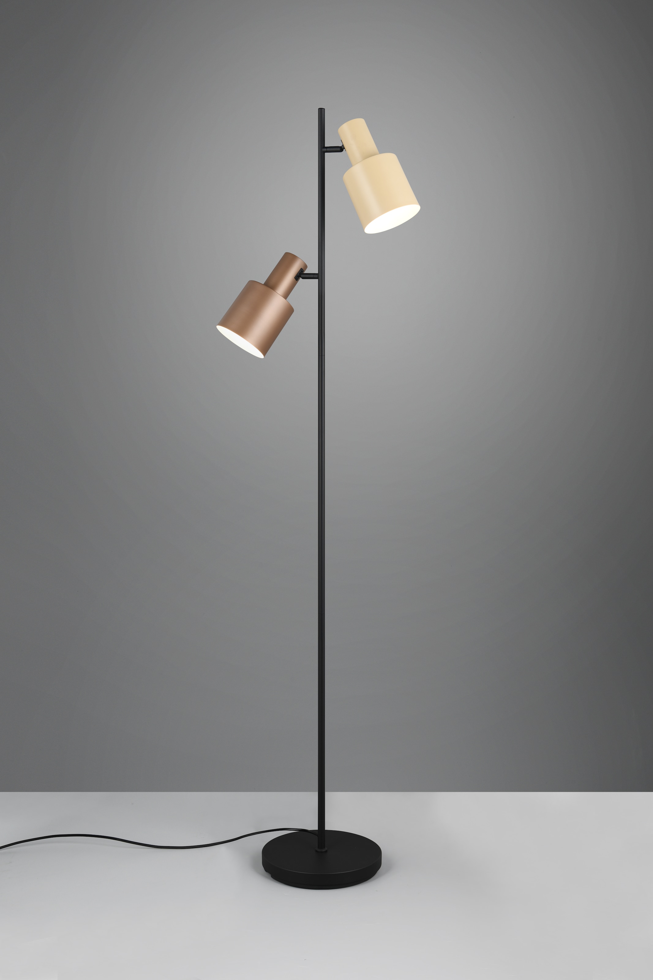 TRIO Leuchten Stehlampe »AGUDO, Stehleuchte 2-flammig, exkl 2xE27 max 10W, mit Fußschalter« E27 1 Stk. warmweiß - kaltweiß 161cm hoch, Metall Lampenschirme, Stehlampe Wohnzimmer Esszimmer