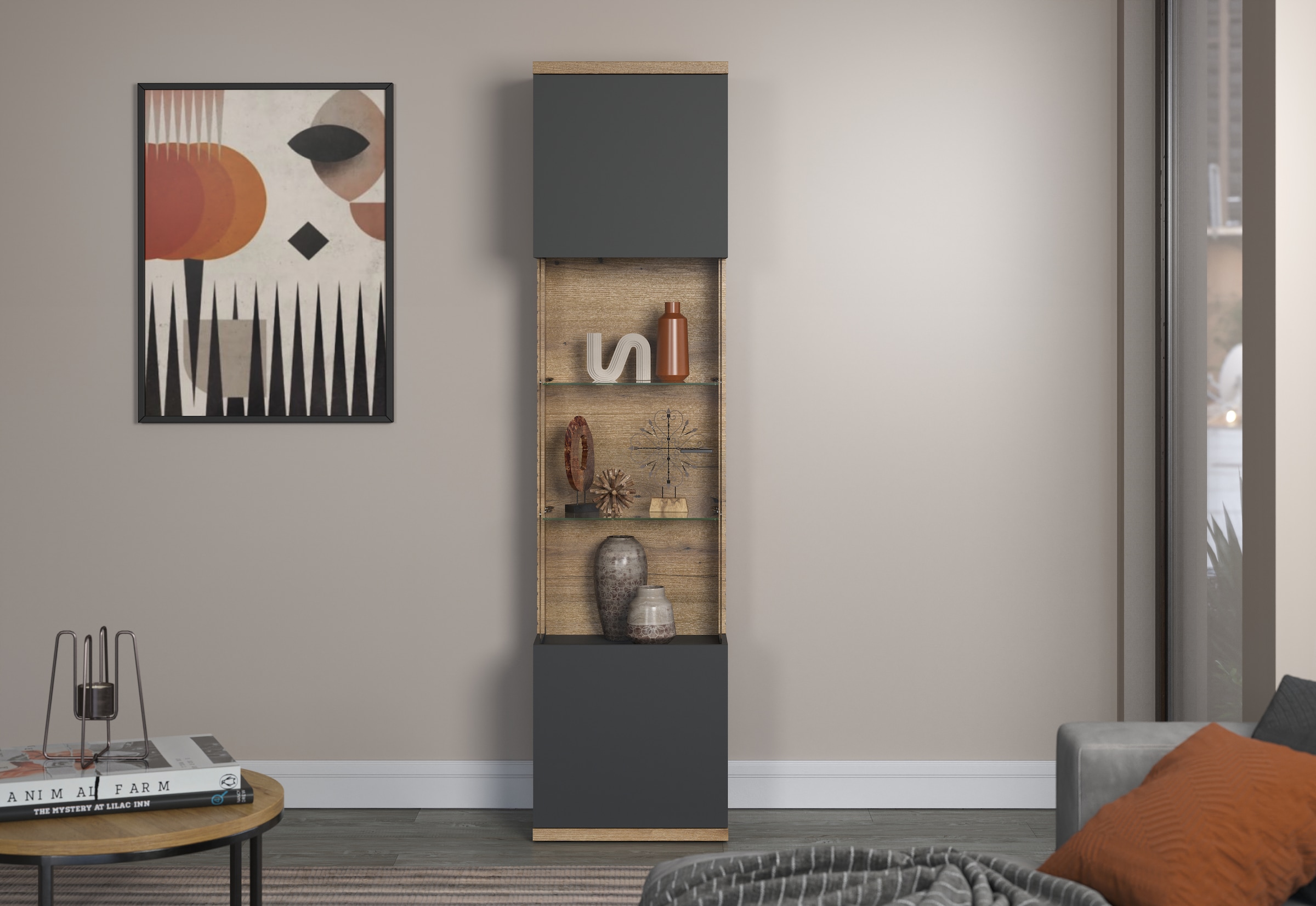 INOSIGN Vitrine »Galway«, Wohnzimmervitrine in Rillenoptik und großzügiger Präsentationfläche