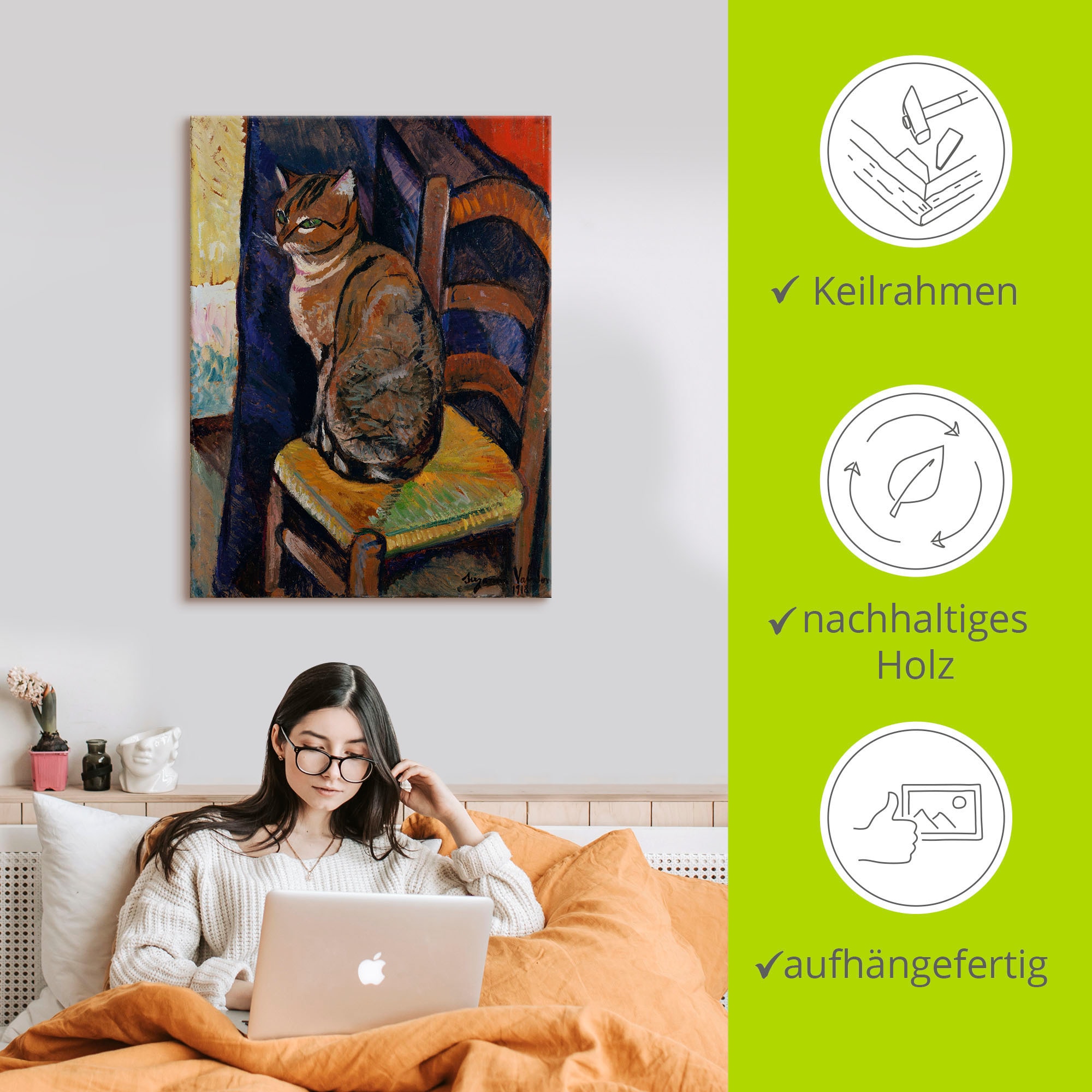 Artland Wandbild »Skizze Stuhl sitzende Katze.«, Haustiere, (1 St.), als Leinwandbild, Poster, Wandaufkleber in verschied. Größen