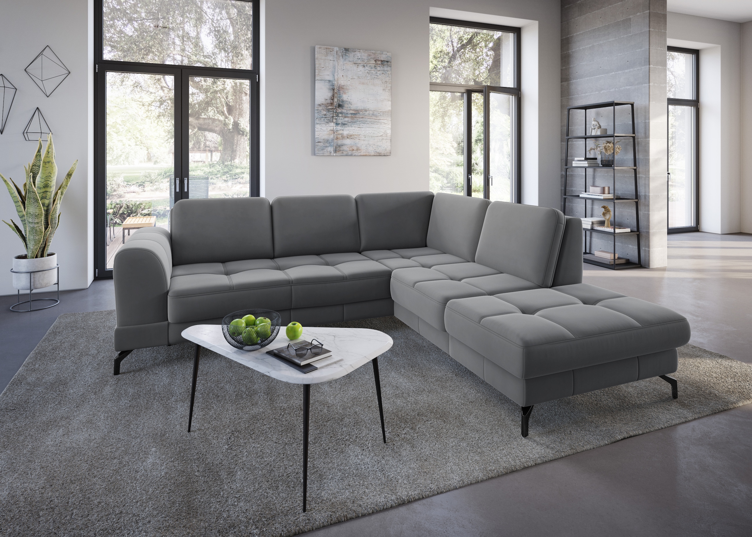 sit&more Ecksofa »Bendigo L-Form« inklusive Sitztiefenverstellung, Bodenfreiheit 12 cm, in 2 Fußfarben
