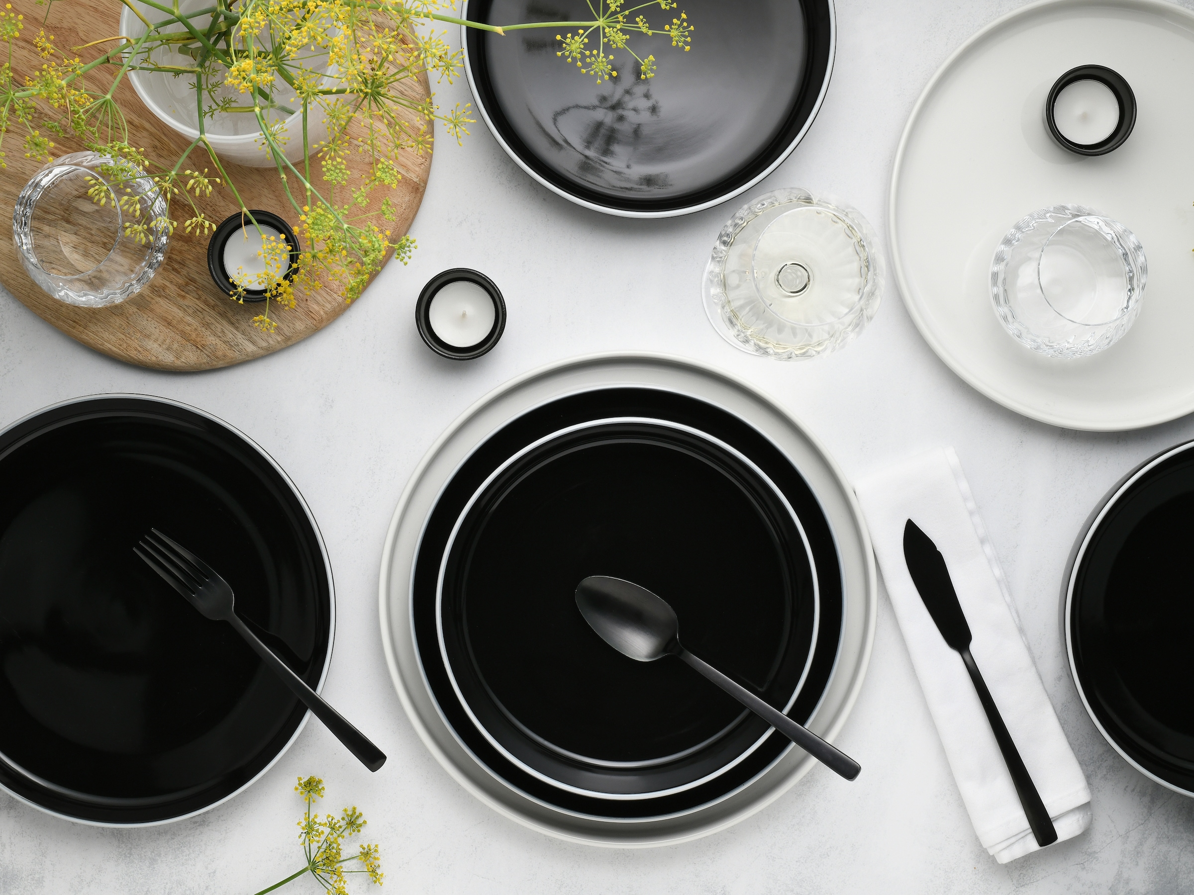 CreaTable Tafelservice »Teller Set, Nordic Gourmet, Service 12-tlg.« Minimalistisches Design, Glänzende Glasur, Nordische Ästhetik
