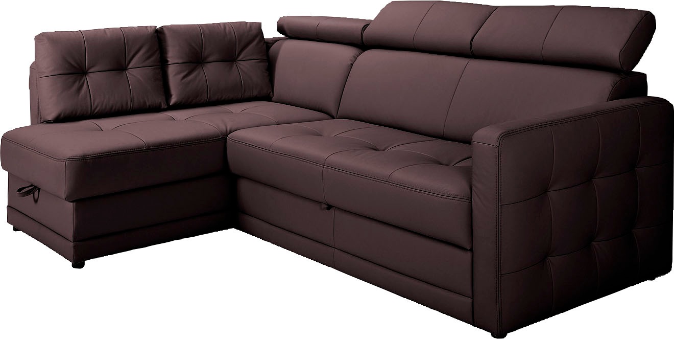 exxpo - sofa fashion Ecksofa »Arles, Federkern, zeitlos, Breite 225cm, L-Form« wahlweise mit Bettfunktion und Bettkasten, inkl. Kopfteilverstellung