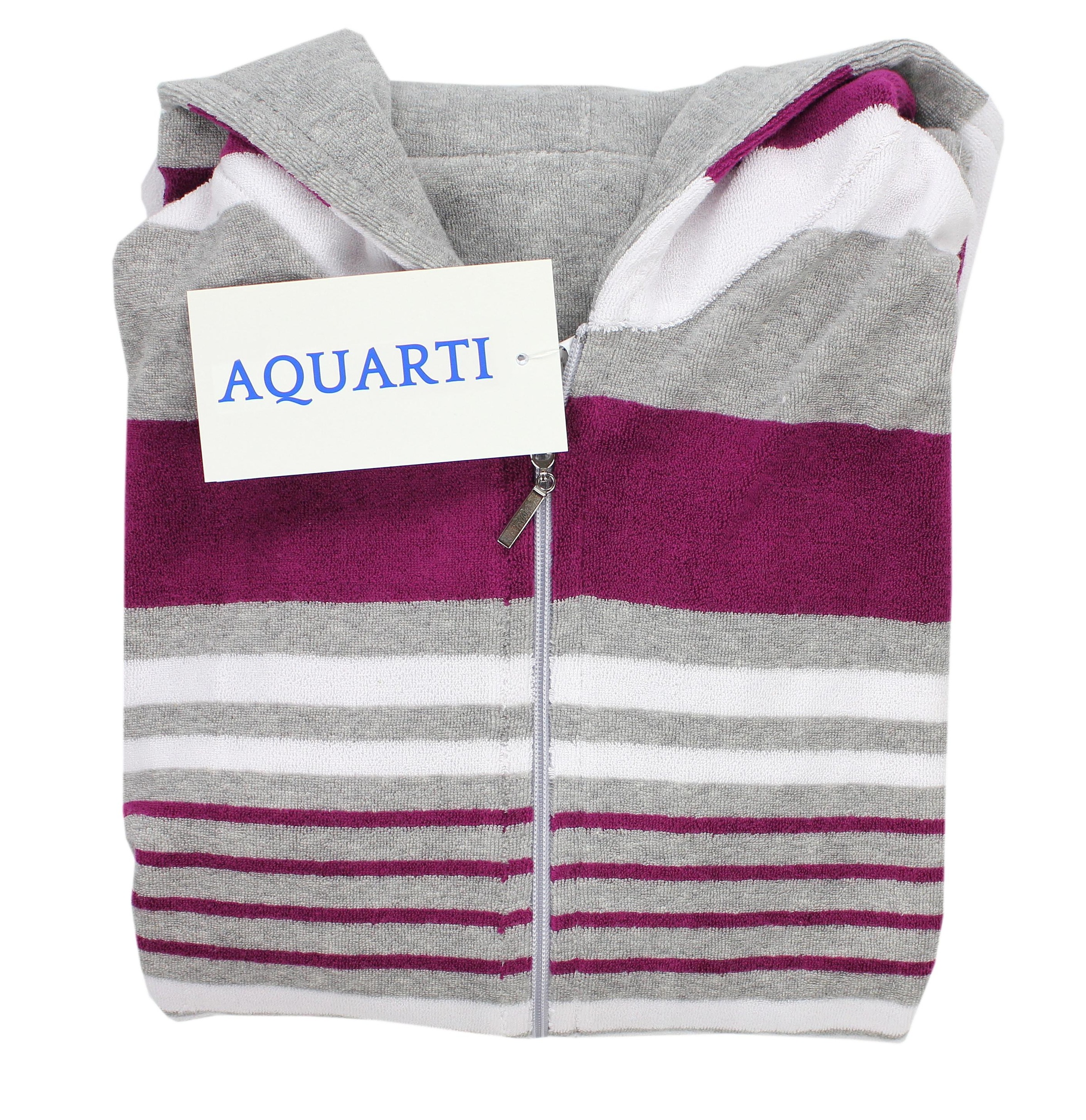 AQUARTI Damenbademantel »Bademantel Aquarti Damen Frottee Bademantel Gestreift mit Kapuze«