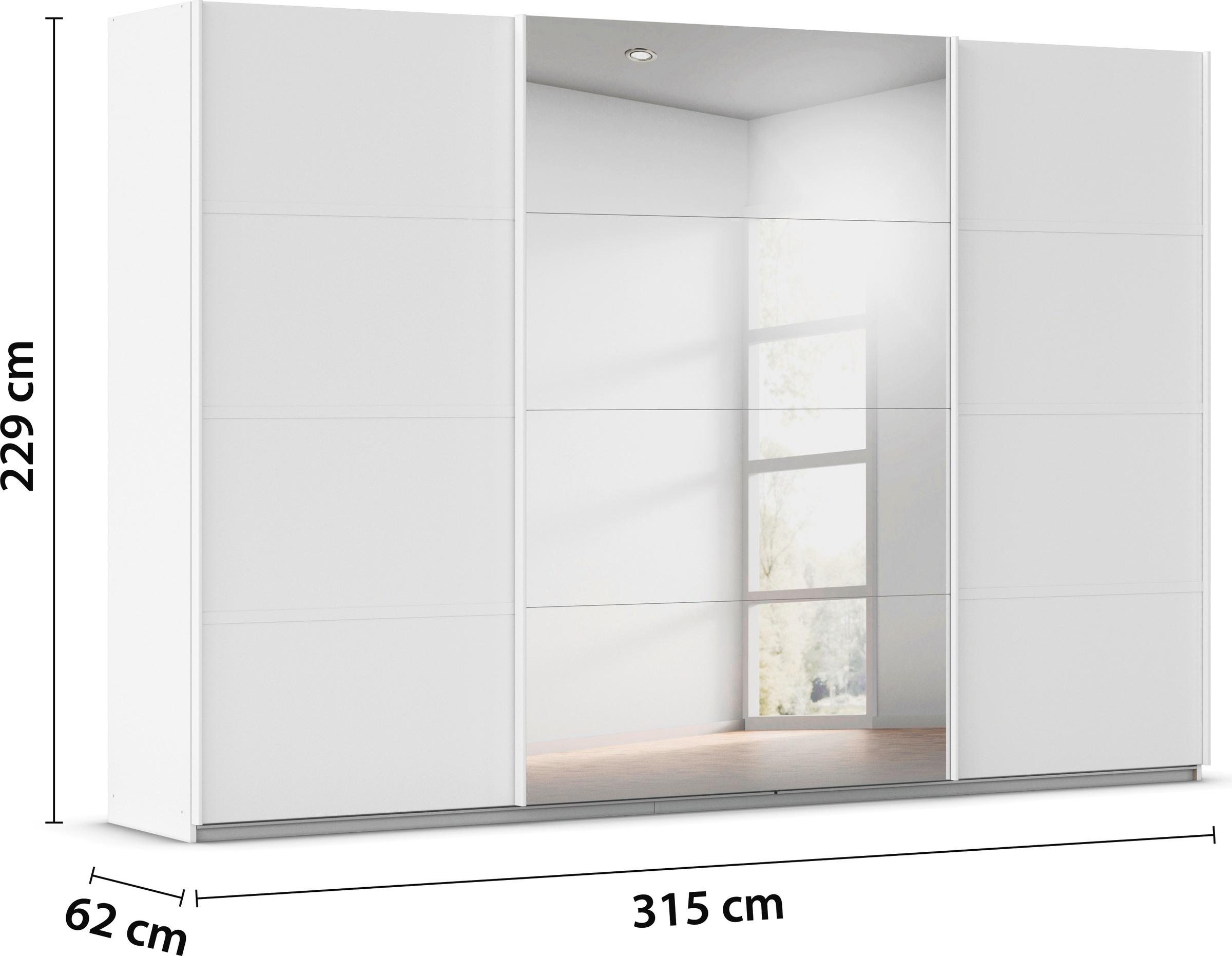 rauch Kleiderschrank »Schwebetürenschrank Garderobe Schrank TOP ANGEBOT Avola«, (in 3 verschiedenen Ausstattungen BASIC/CLASSIC/PREMIUM inkl. Spiegel), mit eleganten Zierleisten in Chrom, Schwarz oder Weiß MADE IN GERMANY