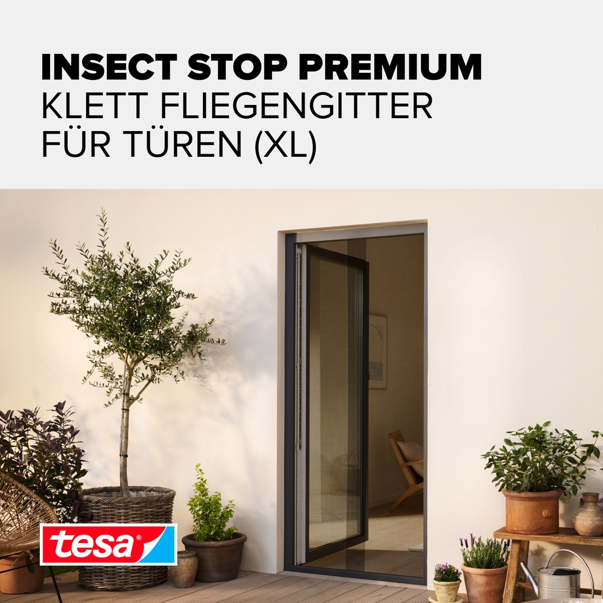 tesa Insektenschutz-Tür »Insect Stop Comfort Fliegengitter für Türen - 1,3 m : 2,5 m« Packung, Fliegennetz, Klettband, 1 Stk. tlg. Insektenschutzgitter Dachfenster - ohne Bohren - zuschneidbar