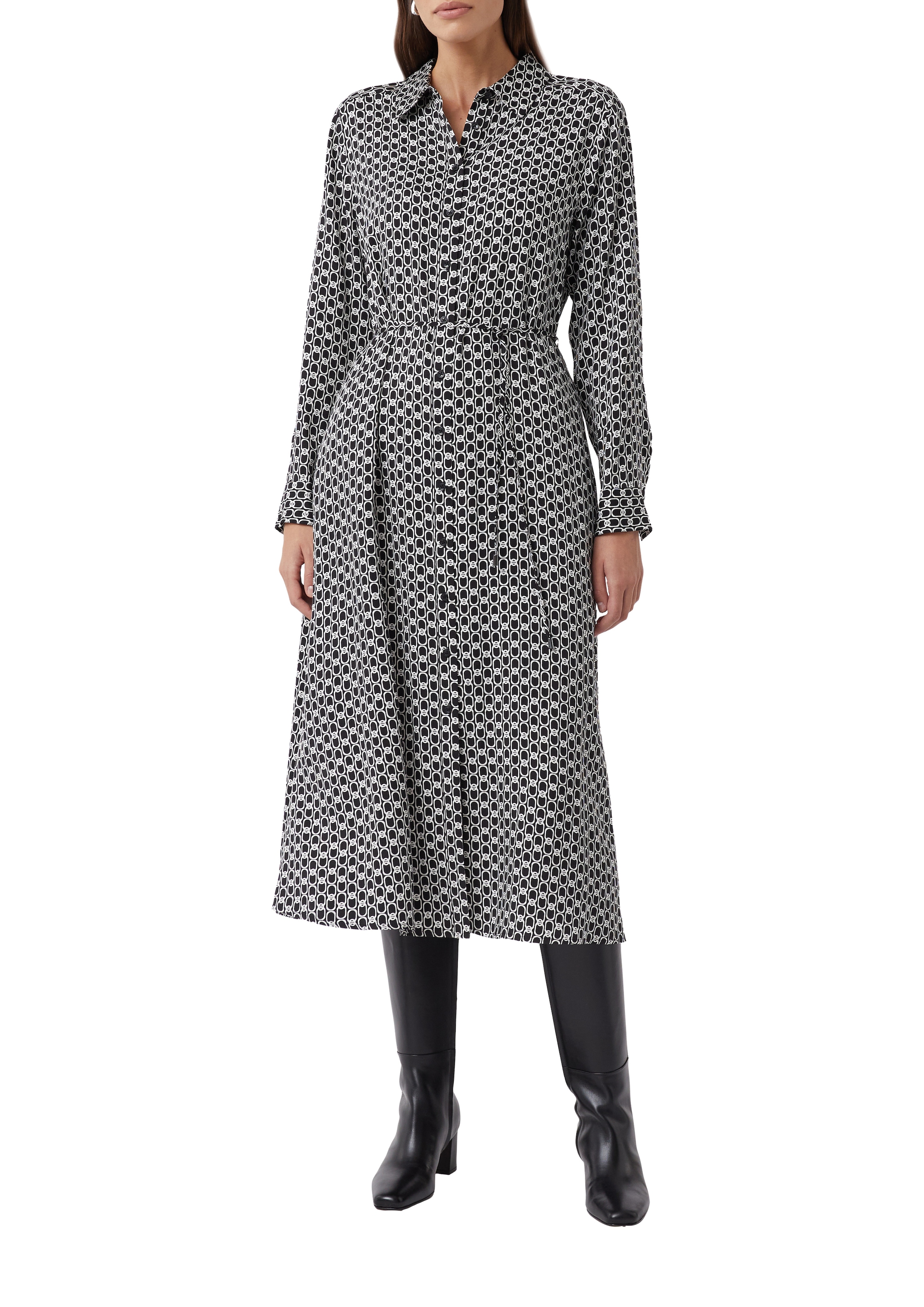 Comma Hemdblusenkleid Eingrifftaschen Sommerkleid mit Eingrifftaschen und All-over-Print