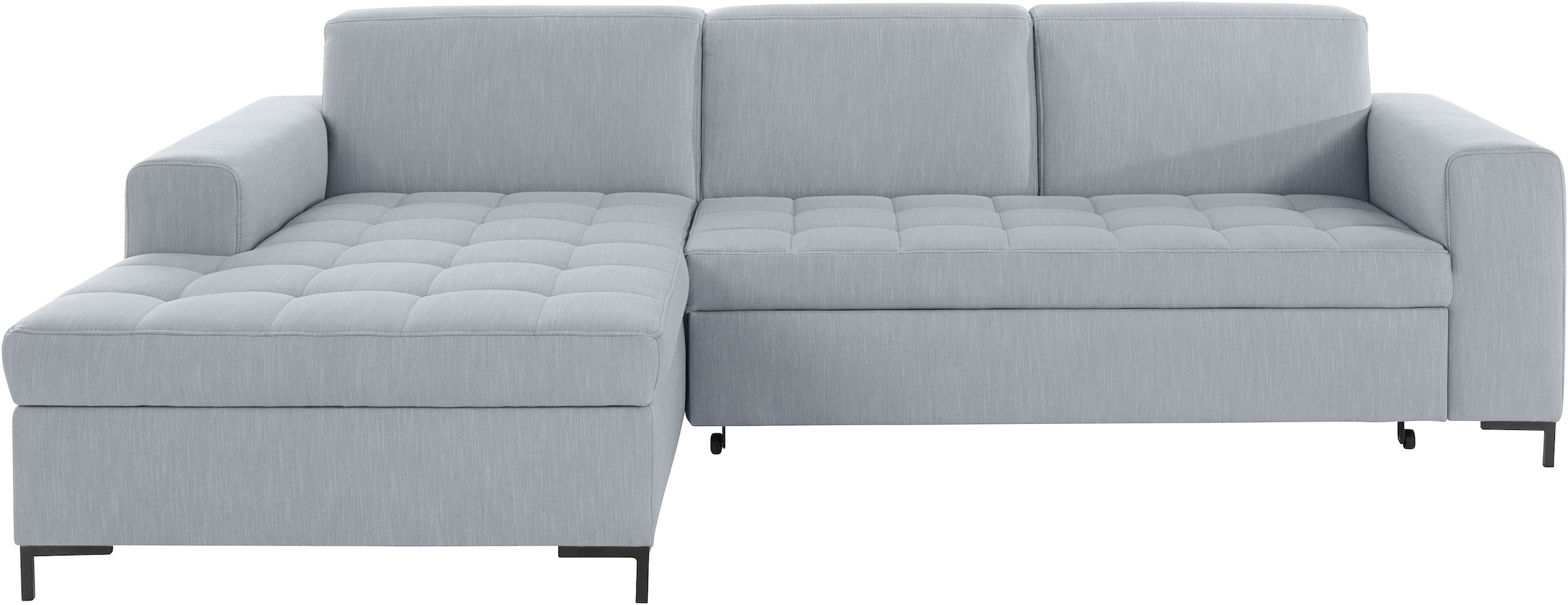 OTTO products Ecksofa »Grazzo, zeitlos & elegant, moderne Sitzheftung, Breite 266cm, L-Form« hochwertige Stoffe aus recyceltem Material, Steppung im Sitzbereich