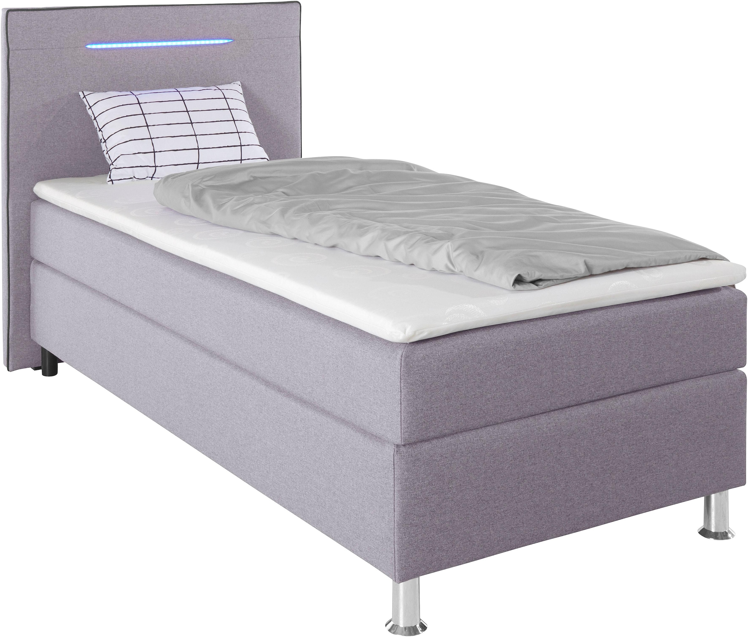 COLLECTION AB Boxspringbett »London, inklusive Topper und Kissen, mit LED-Beleuchtung« Boxspringbett erhältlich in 90cmx200cm, 140cmx200cm & 180cmx200cm