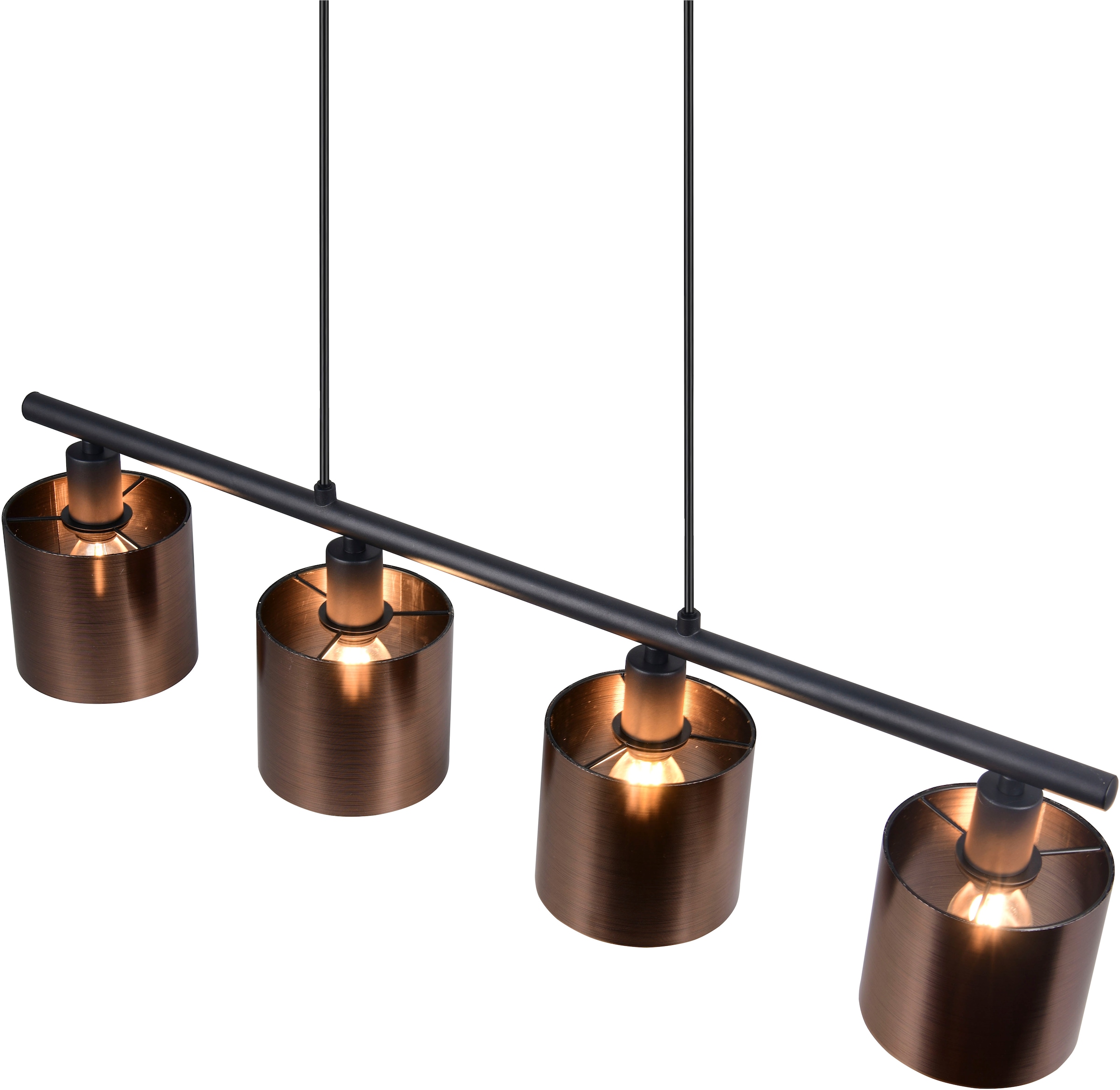 REALITY Leuchten Pendelleuchte »JASON, Hängelampe Esszimmerlampe,  4-flammig, exkl. 4xE14 max 10W« E14 1 Stk. warmweiß - kaltweiß höhenverstellbar max 150cm, mit semi-transparenten Kunststoff-Schirmen