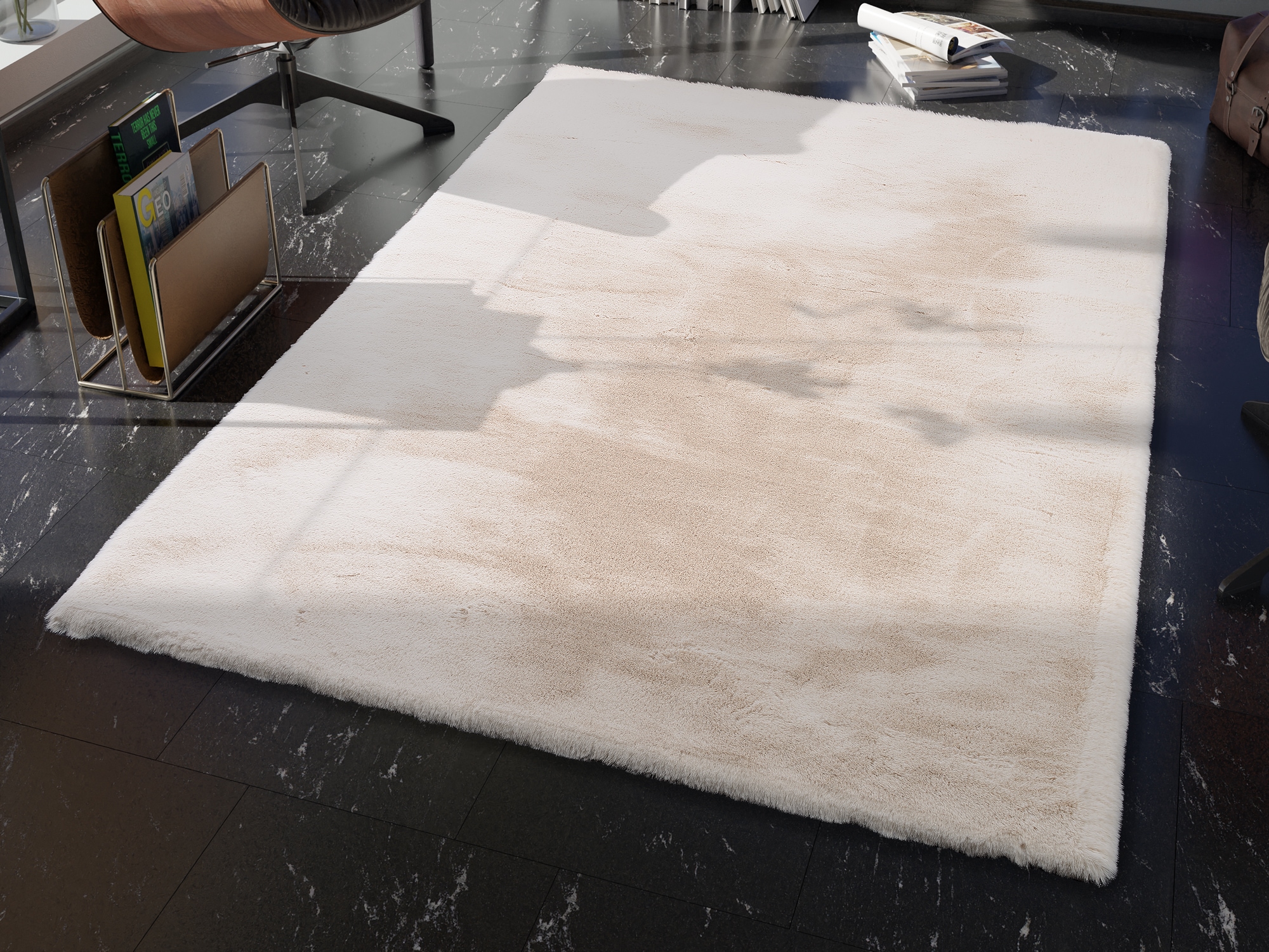 OCI DIE TEPPICHMARKE Hochflor-Teppich "ROCKY SOFT, Fell Haptik" rechteckig 35 mm Höhe Kunstfell, weich, kuschelig, maschinell gewebt, Kaninchen