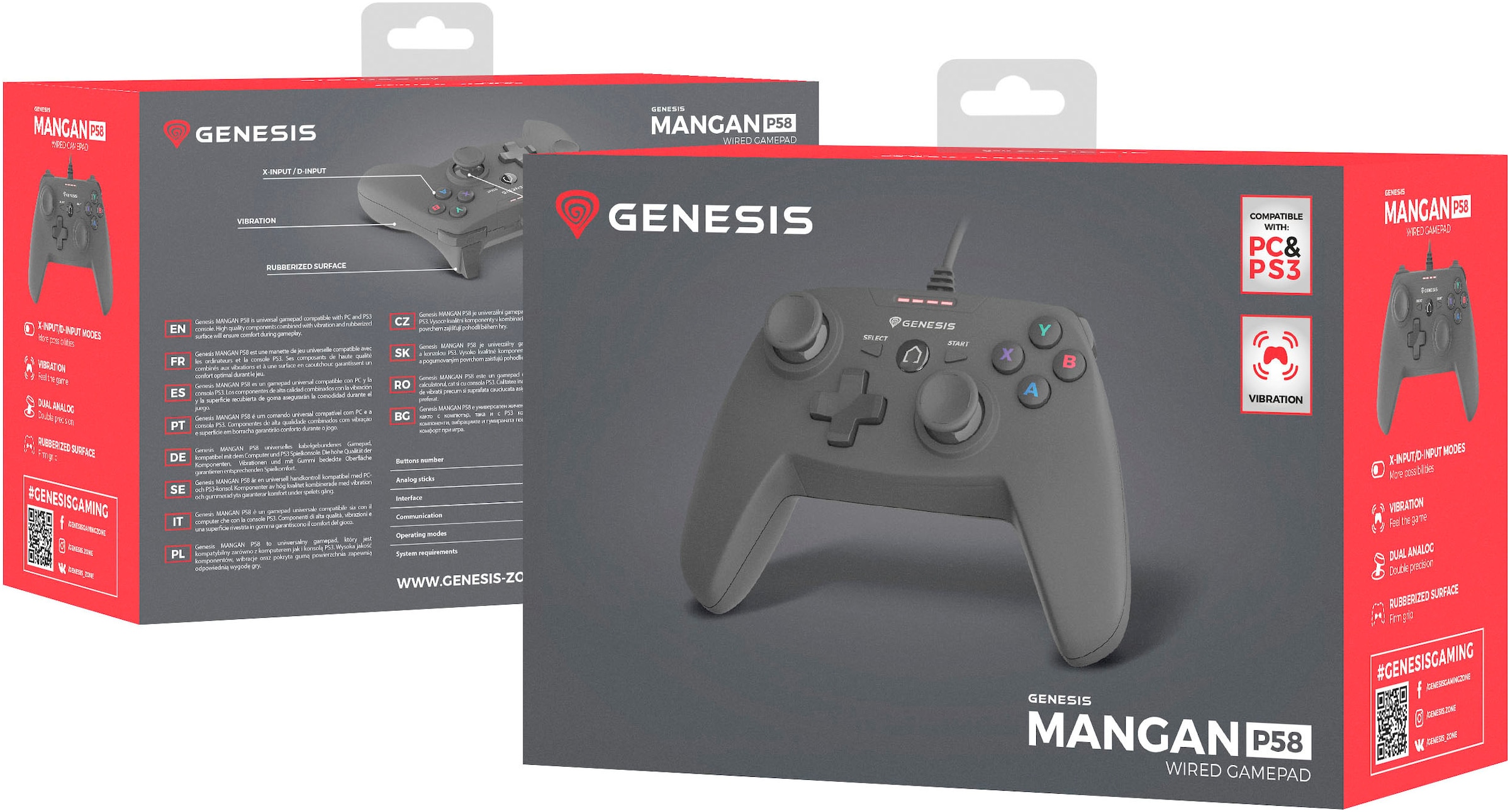 Genesis Gamepad »MANGAN P58 kabelgeb. schwarz«