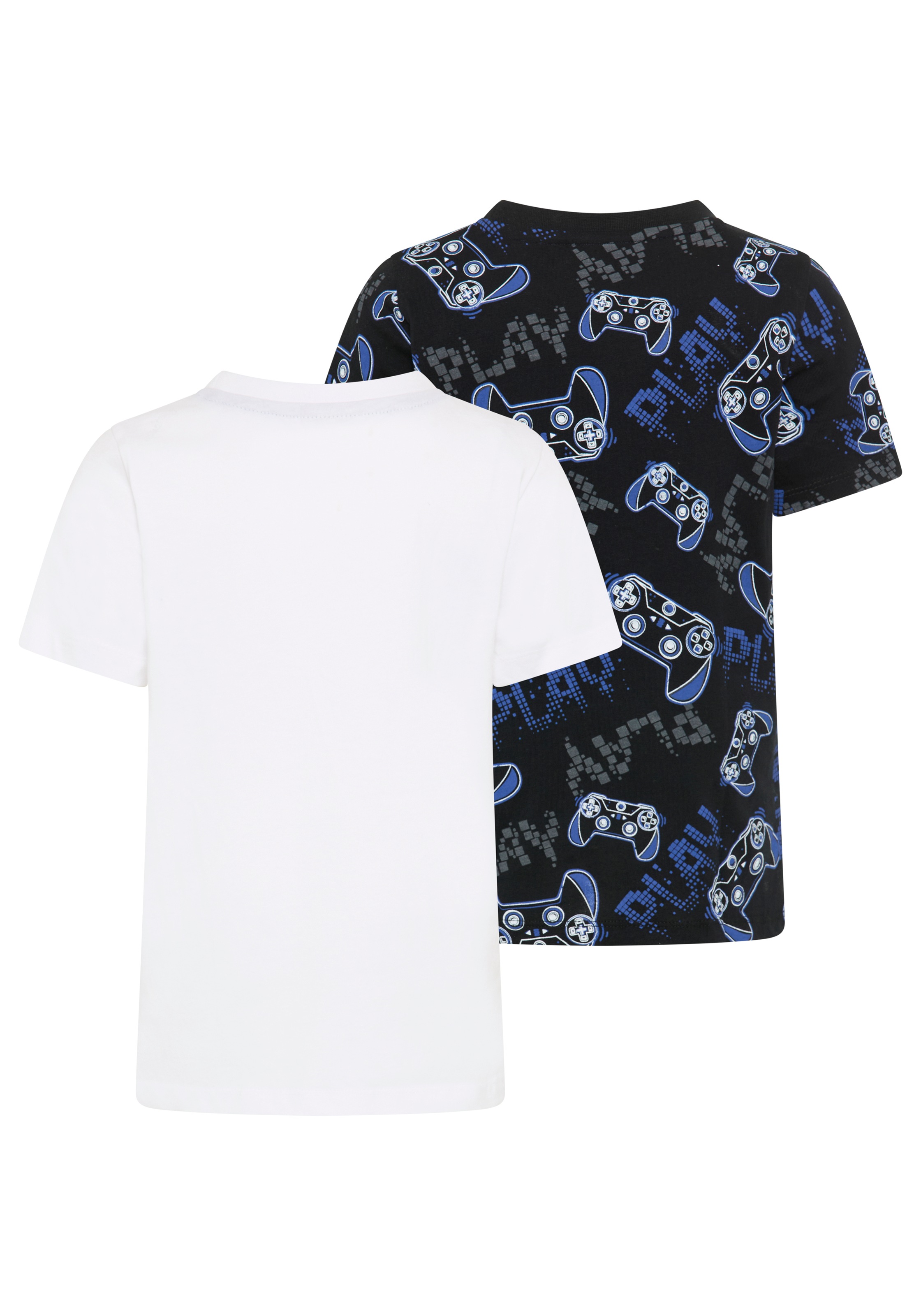 KIDSWORLD T-Shirt »2er Pack Shirts mit Gamer/Controller Print« Packung, 2, 2 tlg. Basic Passform, Rundhalsausschnitt, Allover-Druck, aus Baumwolle