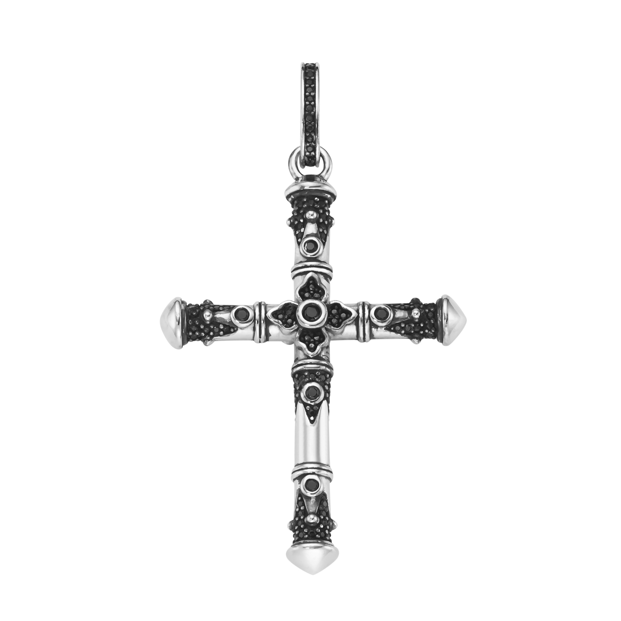 GIORGIO MARTELLO MILANO Kreuzanhänger »Anhänger Kreuz mit schwarzen Spinellen, Silber 925« ()