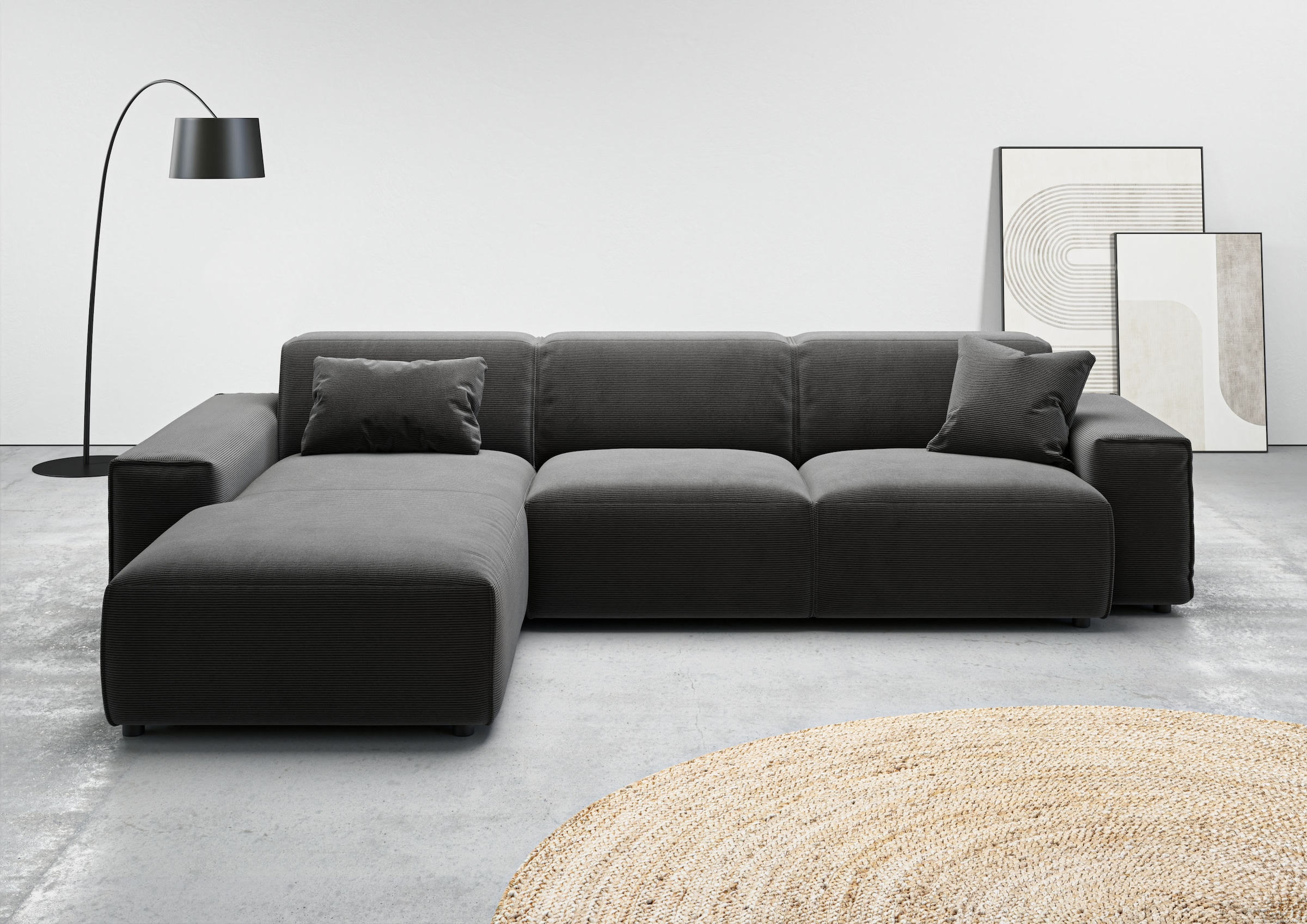 andas Ecksofa »Glimminge auch in Breitcord, Feincord, Bouclé + Easy care-Bezug«, L-Form, Breite 294, Zierkissen